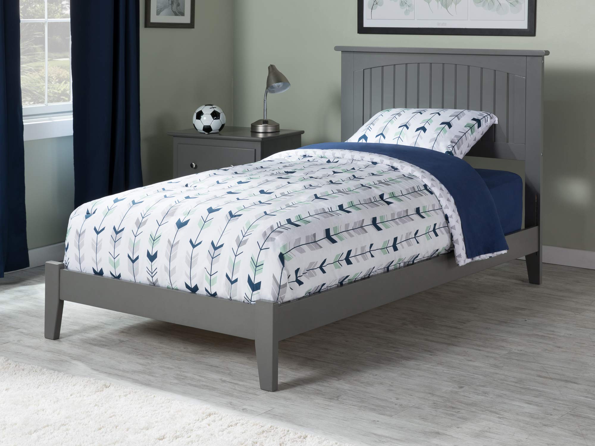 AFI Nantucket Twin XL Bed Foundation with USB Charger - Grey, Perfect for Dorms, Guest Rooms & Small Spaces