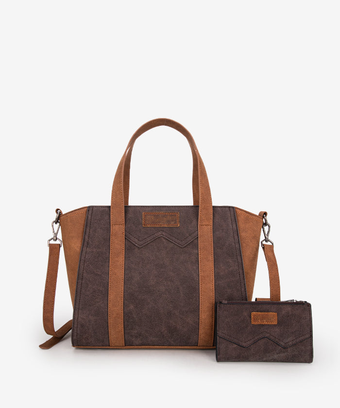 Wrangler Color Block Western Tote Carry Bag Set for Women - Stylish Cowgirl Handbag & Shoulder Bag - Perfect for Rodeo, Travel, and Everyday Use