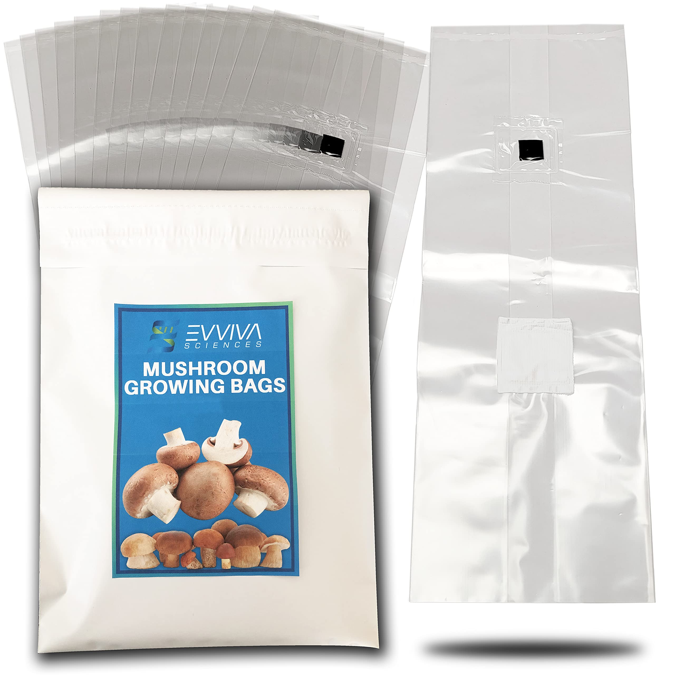 Premium Mushroom Grow Bags with Self-Healing Injection Port - 15 Pack - 0.2 Micron Filter Patch - 3mm Thick Polypropylene - Autoclavable, Durable & Tear-Resistant for Home Mushroom Cultivation, Organic Farming & Mycology Research