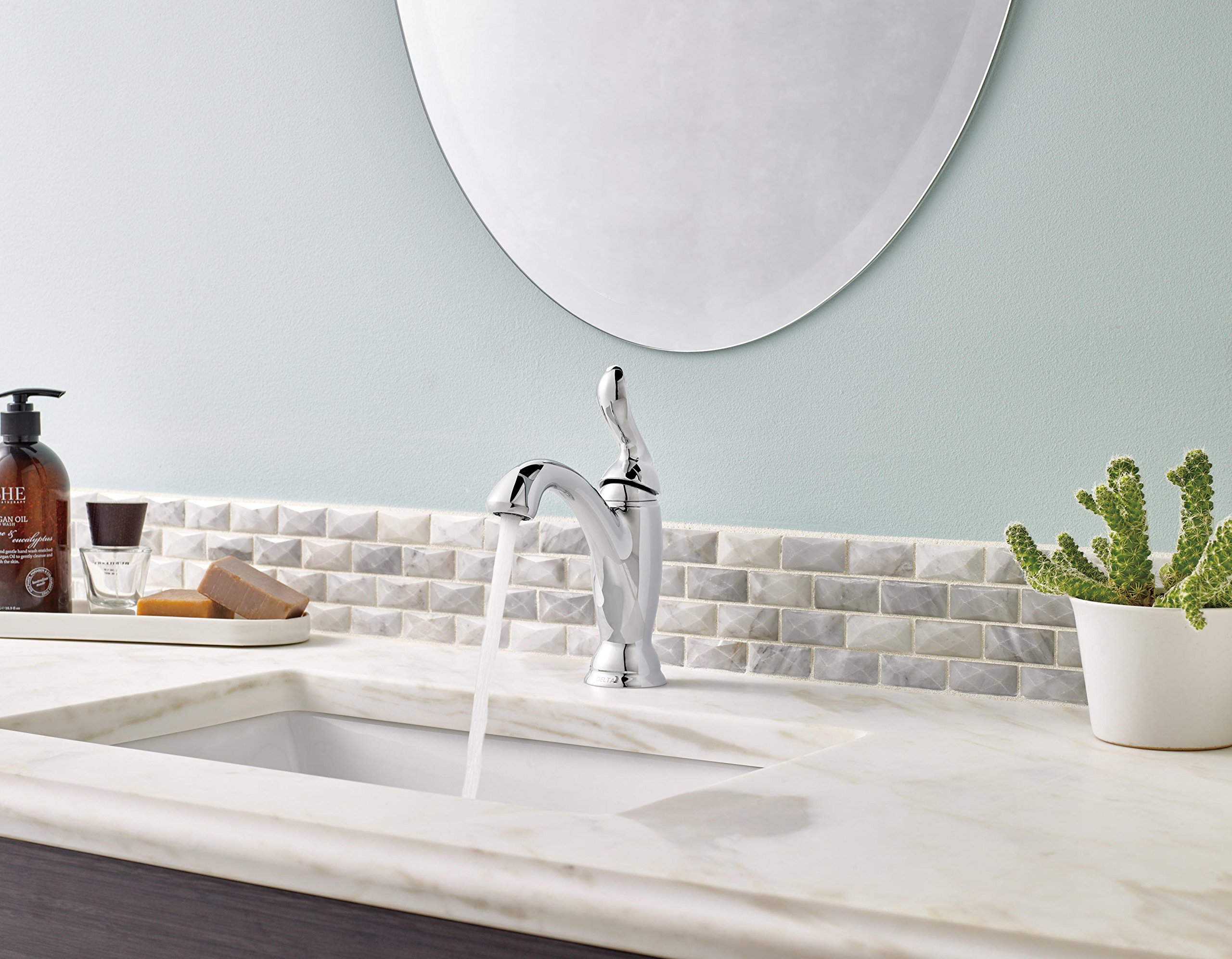 Linden Single Hole Single Handle Bathroom Faucet - Modern Waterfall Design for Sink Vanity, Perfect for Home & Hotel Bathroom Renovation