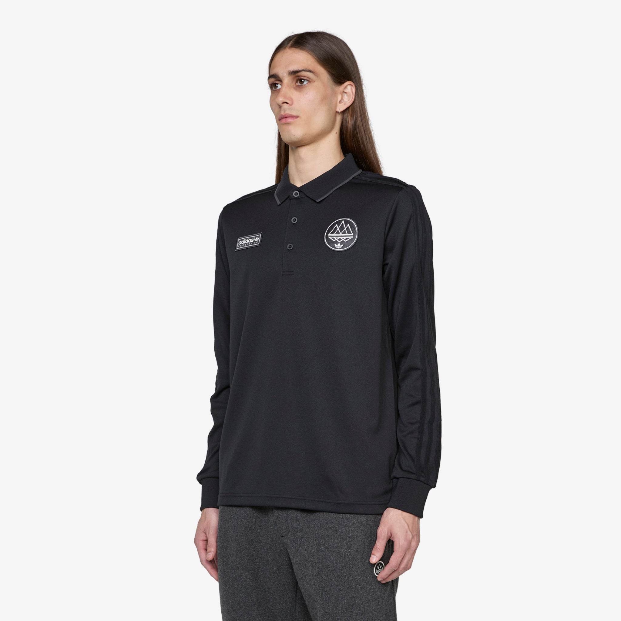 SPZL F.C. Long Sleeve Polo Shirt in Utility Black - Perfect for Casual Wear, Football Matches & Street Style Fashion