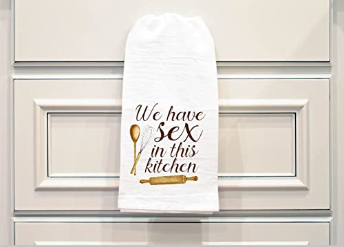 Funny Kitchen Towel - 'We Have Sex In This Kitchen' - Novelty Gift for Couples - Perfect for Housewarming, Weddings & Romantic Kitchen Decor