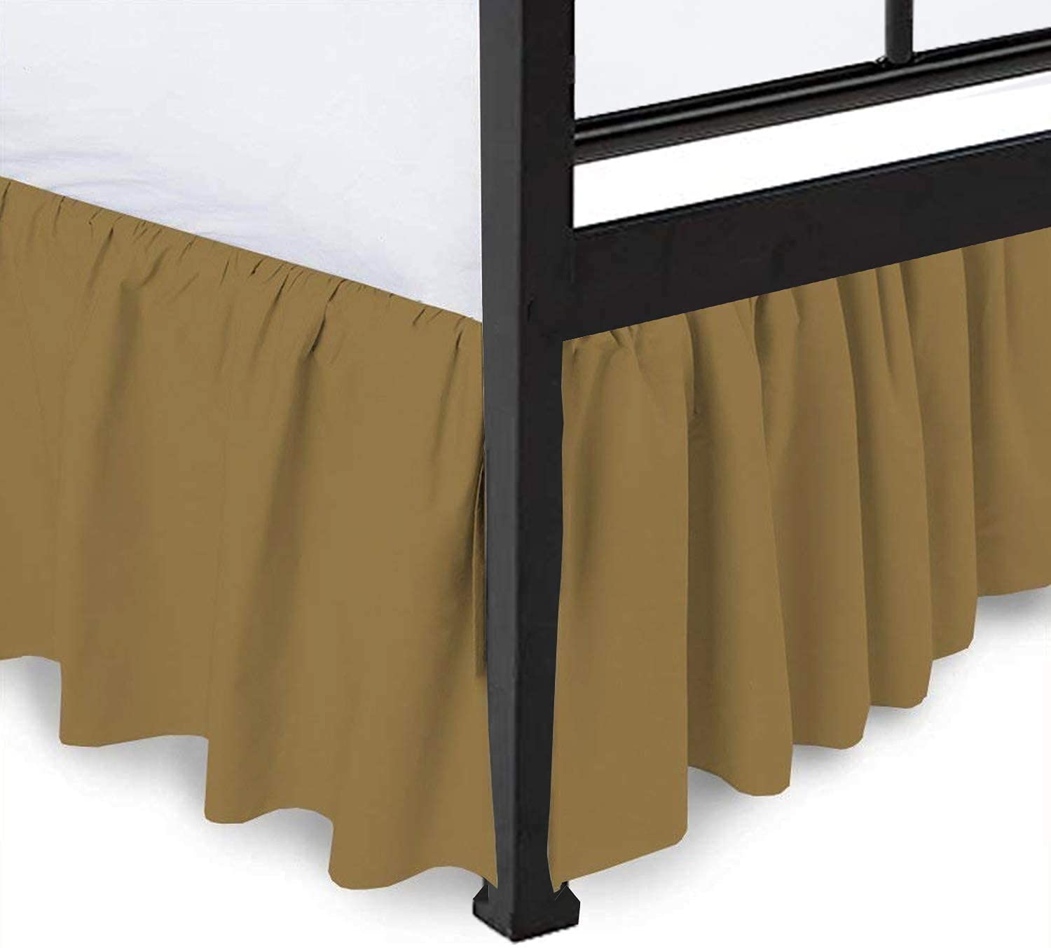 Elegant Ruffled Bed Skirt with Split Corners - Queen Size 100% Microfiber Dust Ruffle with 16