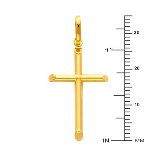 14K Real Yellow Gold Religious Cross Pendant with 0.8mm Box Chain Necklace - Elegant Christian Jewelry for Women & Men - Perfect for Baptism, Confirmation, Church & Daily Wear