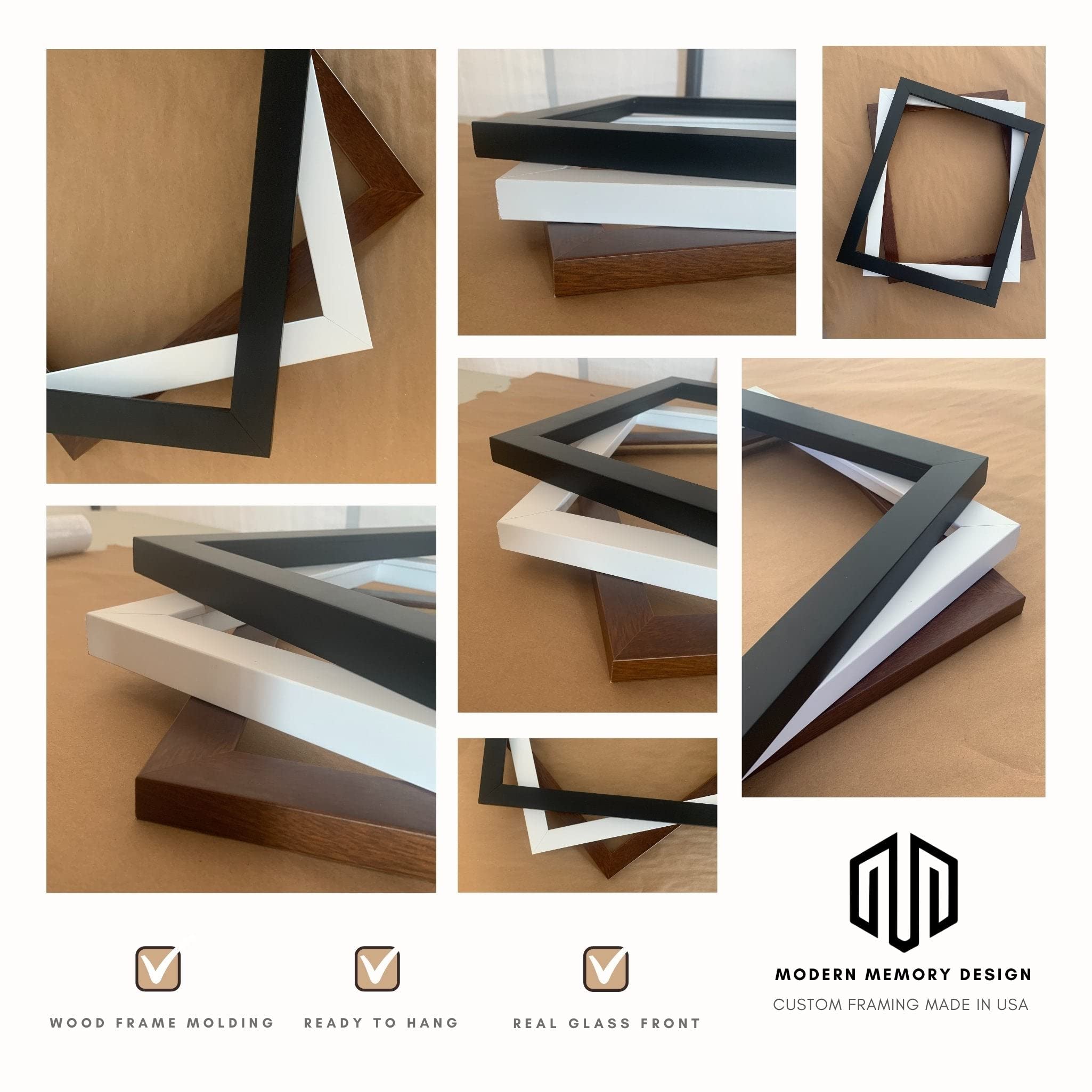 20x30 Picture Frames - Black & Brown Wooden Poster Frames with Shatterproof Glass - Wall Mount or Tabletop Display for Photos, Artwork, and Posters - Perfect for Home, Office, and Gallery Decor