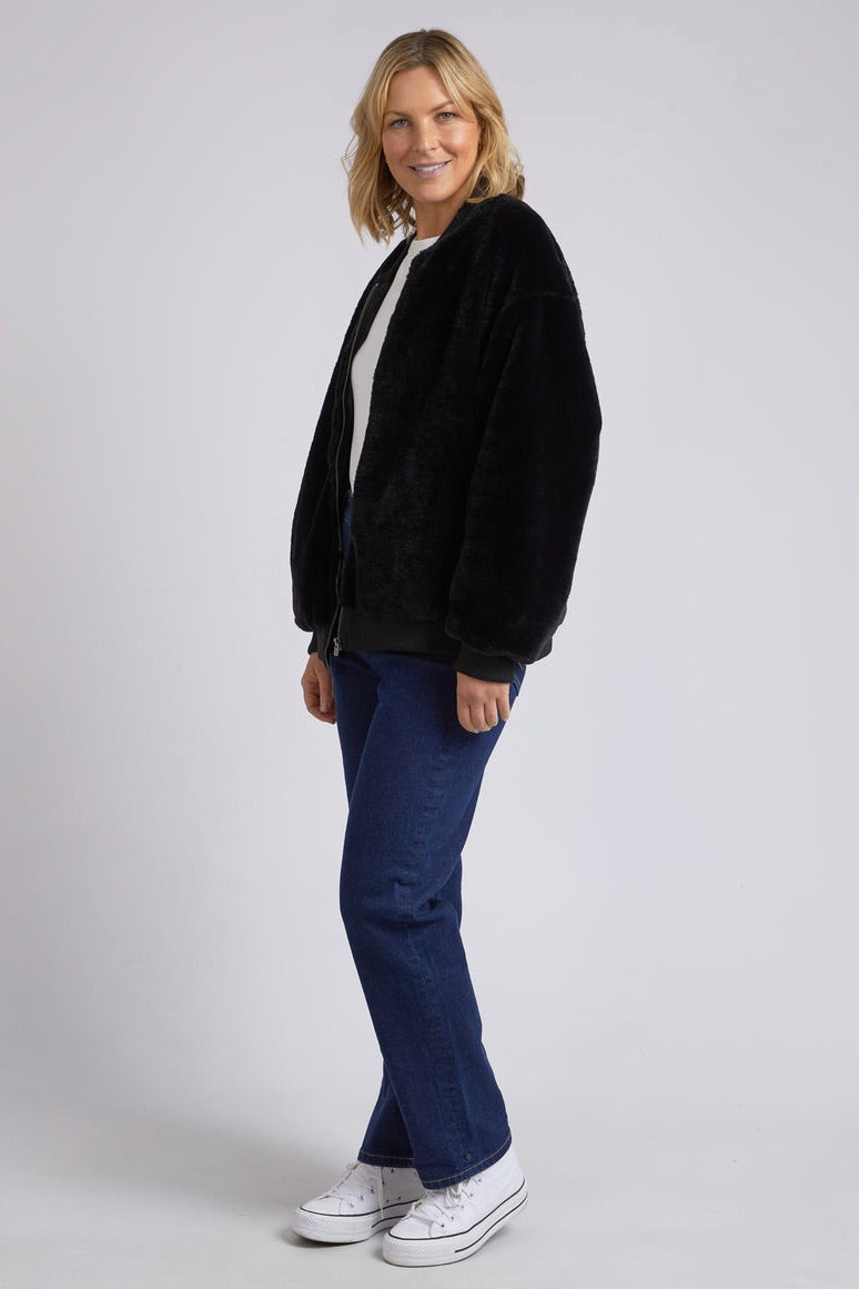 Blaze Black Fur Bomber Jacket for Women - Winter Warm Faux Fur Coat with Hood - Stylish Outerwear for Cold Weather, Fashionable Streetwear & Casual Outfits