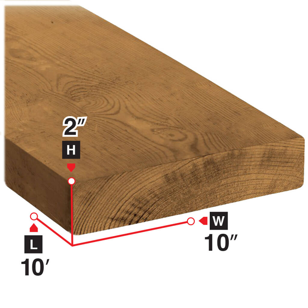 2 in. x 10 in. x 10 ft. Brown Pressure Treated Lumber - Durable Outdoor Wood for Decks, Fences & Landscaping Projects