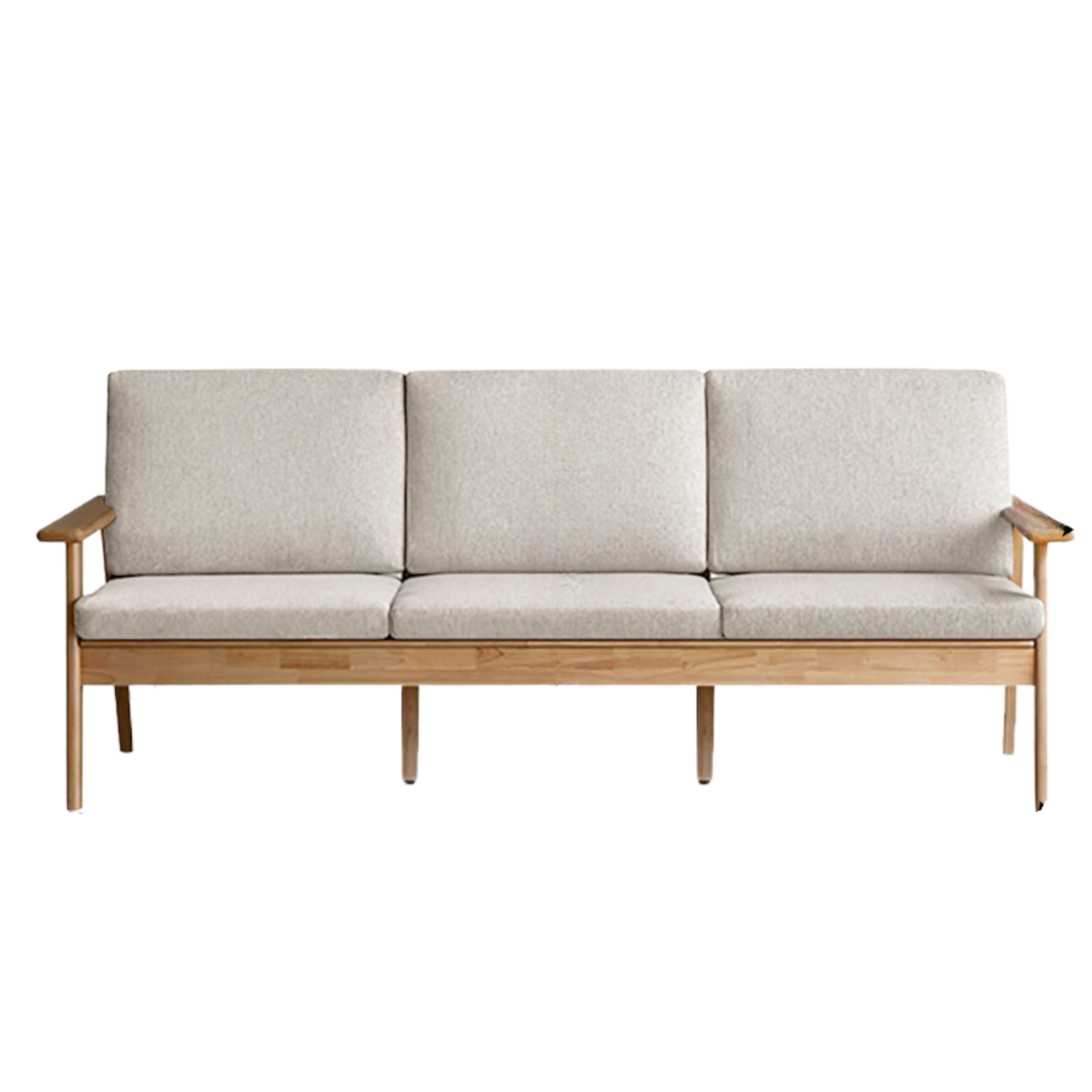 Pine Solid Wood 3-Seat Rubber Wood Straight Sofa - Durable & Stylish Living Room Furniture for Home, Office, or Lounge