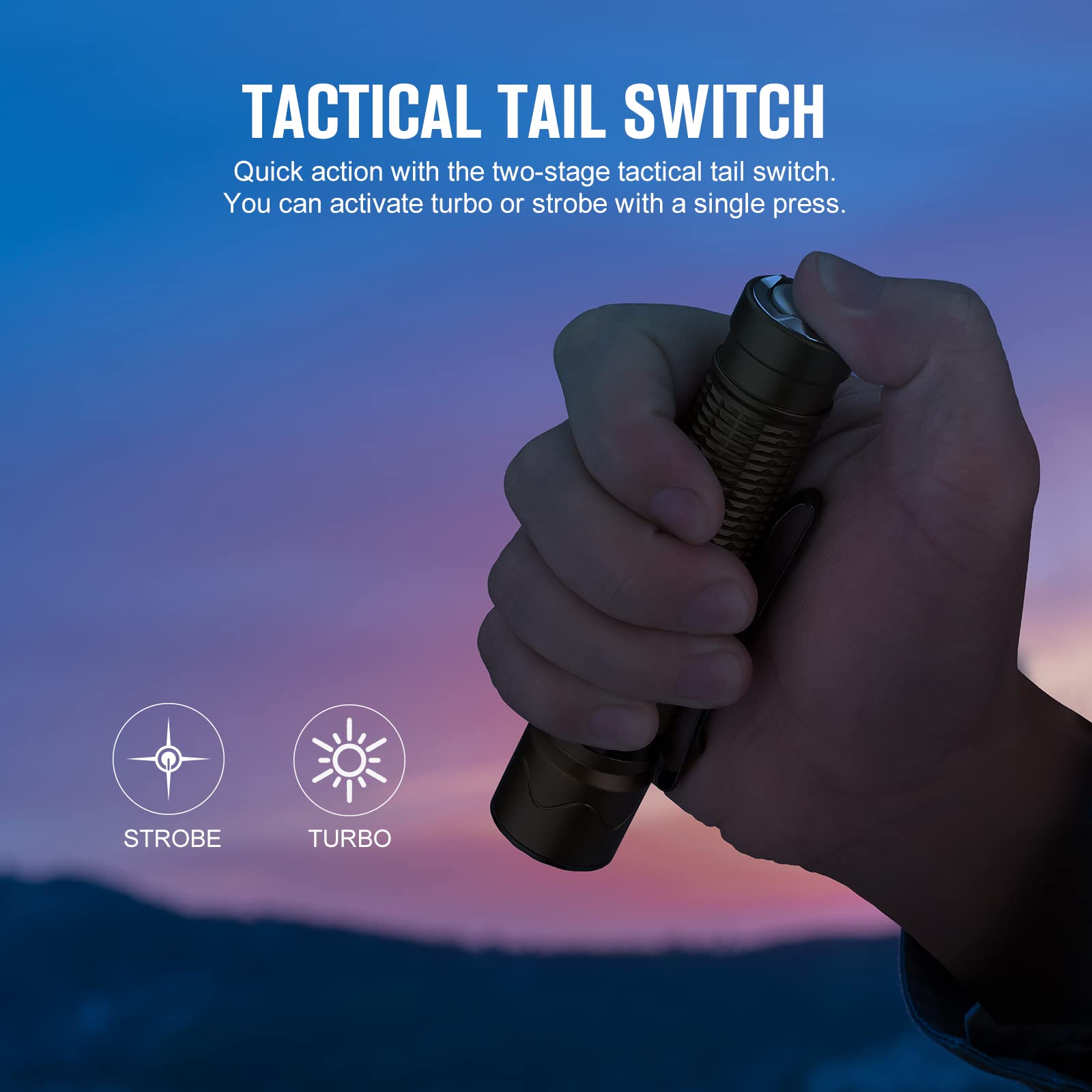 Olight Warrior Mini 2 Tactical Flashlight - 1750 Lumens, Rechargeable, Dual Switch & Proximity Sensor | High Performance LED for EDC, Outdoor, Camping, Emergency & Tactical Use (Desert Tan)