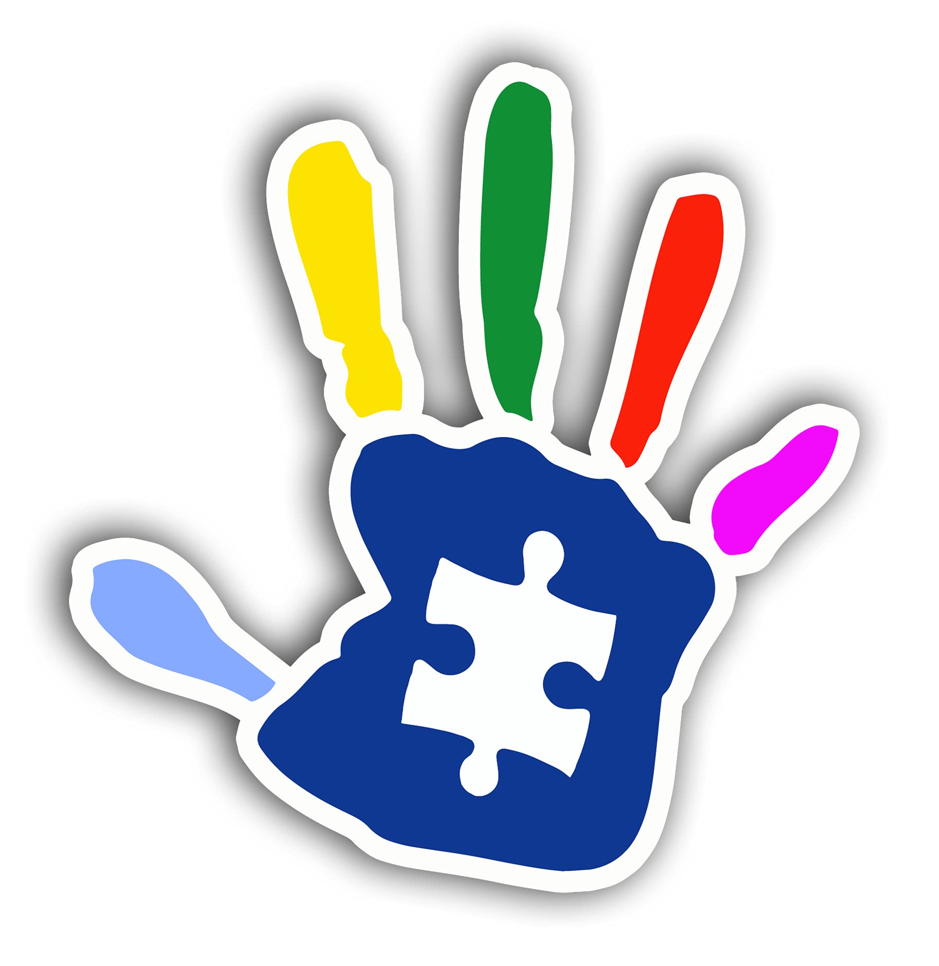 Autism Awareness Car Sticker - Hand Puzzle Vinyl Decal for Vehicles, Windows, Laptops, Notebooks | Waterproof 5