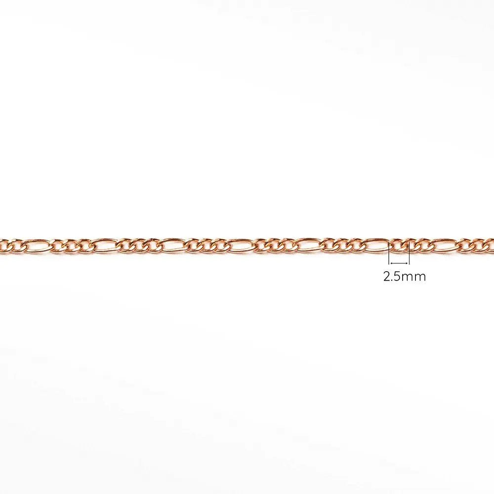 14k Rose Gold Permanent Bracelet - 2.5mm Figaro Chain with Diamond Cut for Women | Elegant Everyday Jewelry & Special Occasion Gift