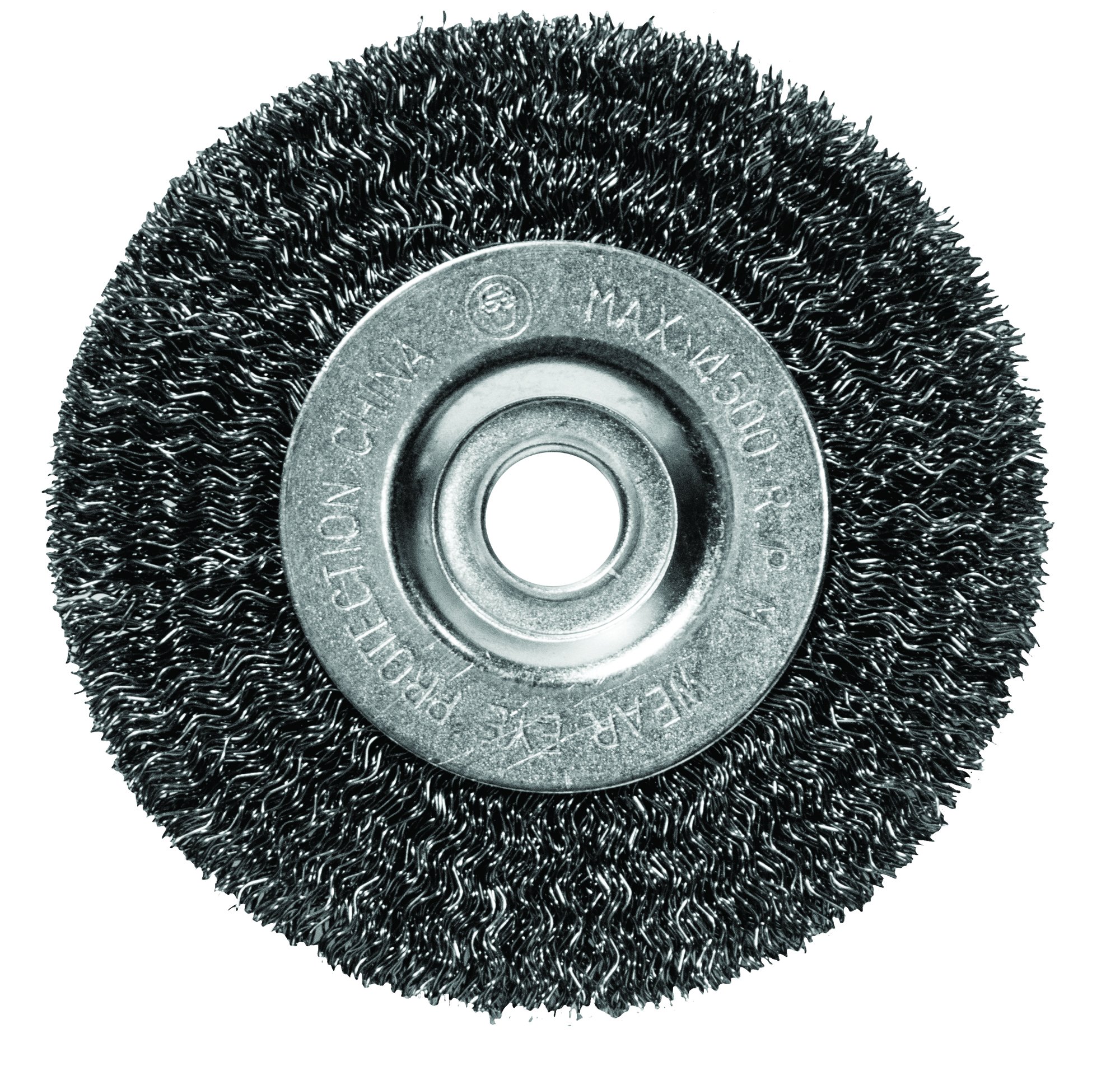 Century Drill & Tool 76843 4-Inch Fine Crimped Bench Grinder Wire Wheel with 1/2-Inch Universal Arbor – 4,500 RPM for Metal Cleaning, Rust Removal & Surface Preparation – Perfect for Workshop, Garage & DIY Projects