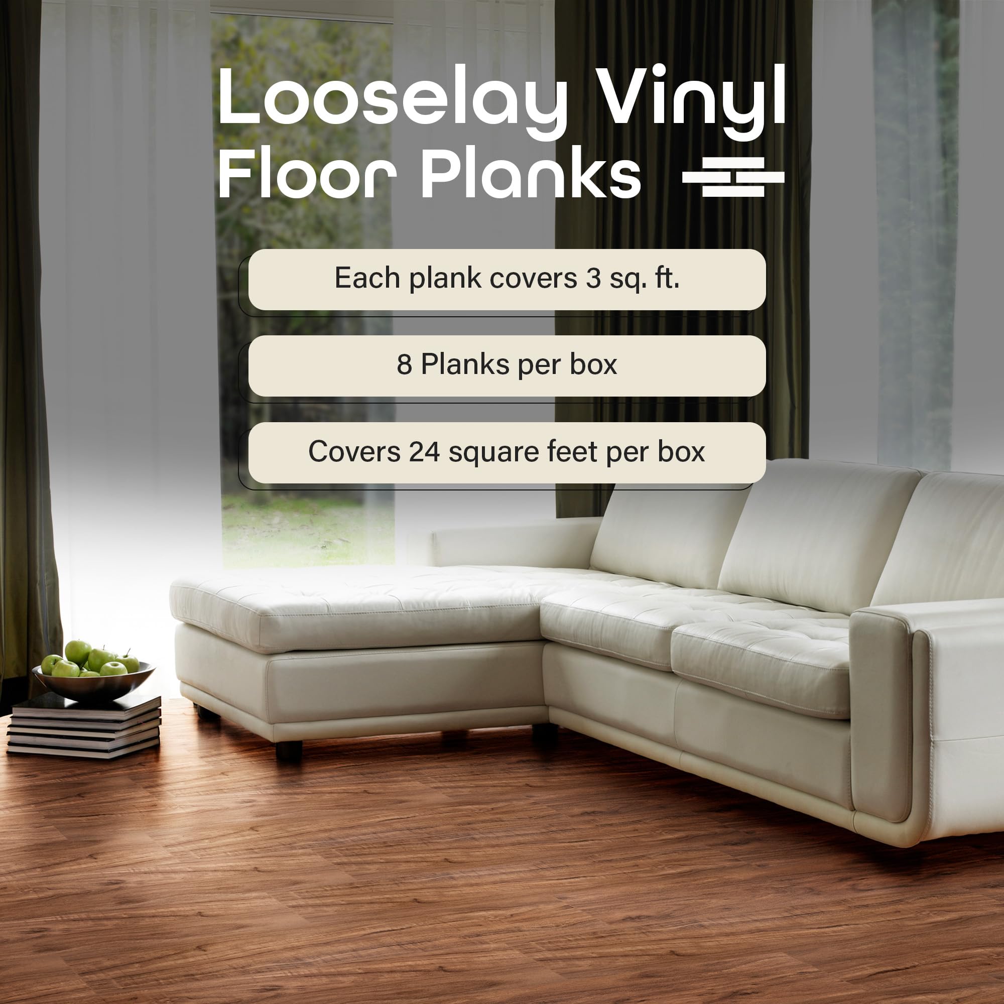 Achim Home Décor Rustic Cherry Looselay Vinyl Plank Flooring - 8 Planks (9