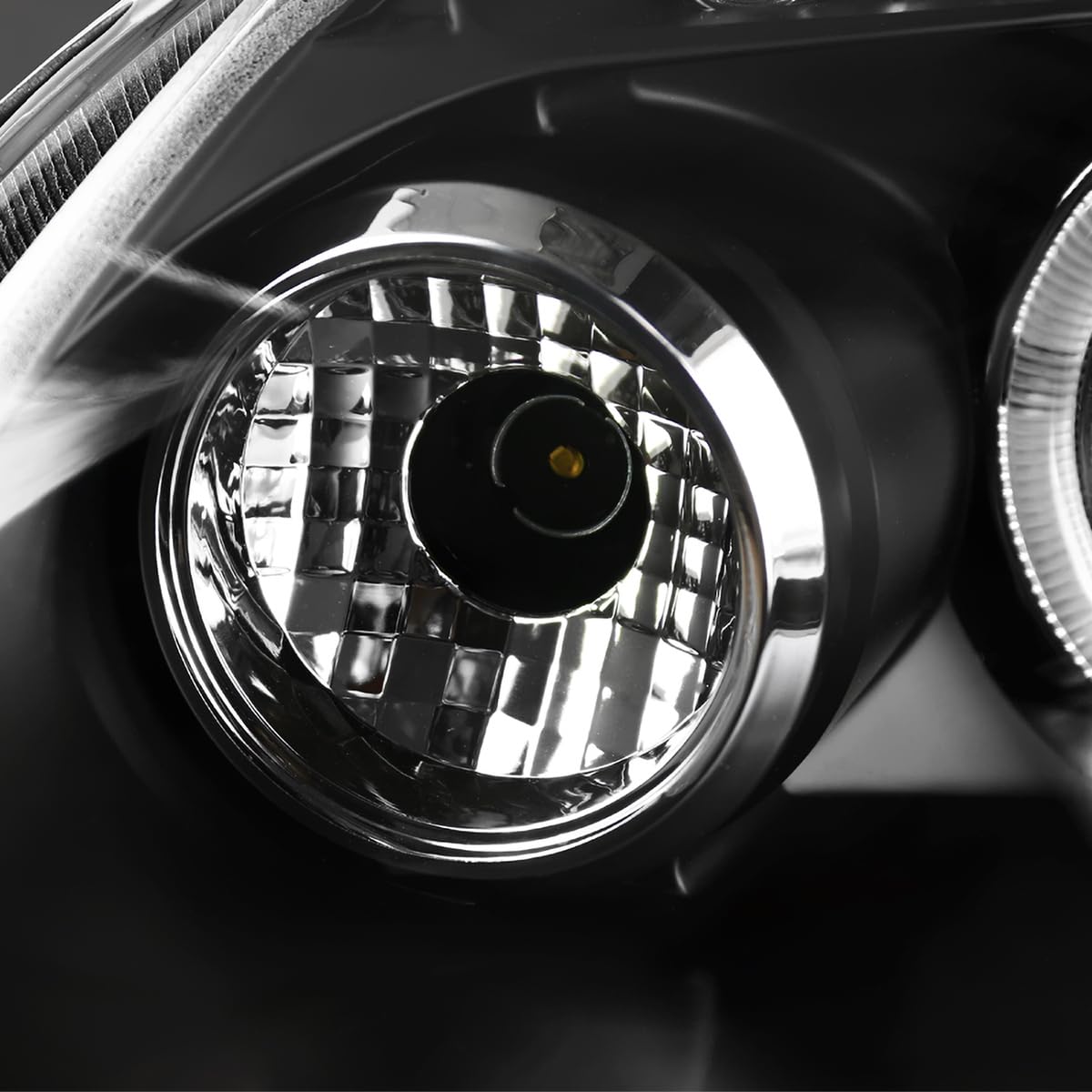 Spec-D Tuning Retro Style Projector Headlights Black with 8-LED Fog Lamps - Compatible with Volkswagen Golf Rabbit (Left & Right Pair Headlamp Assembly) - Perfect for Night Driving & Car Customization