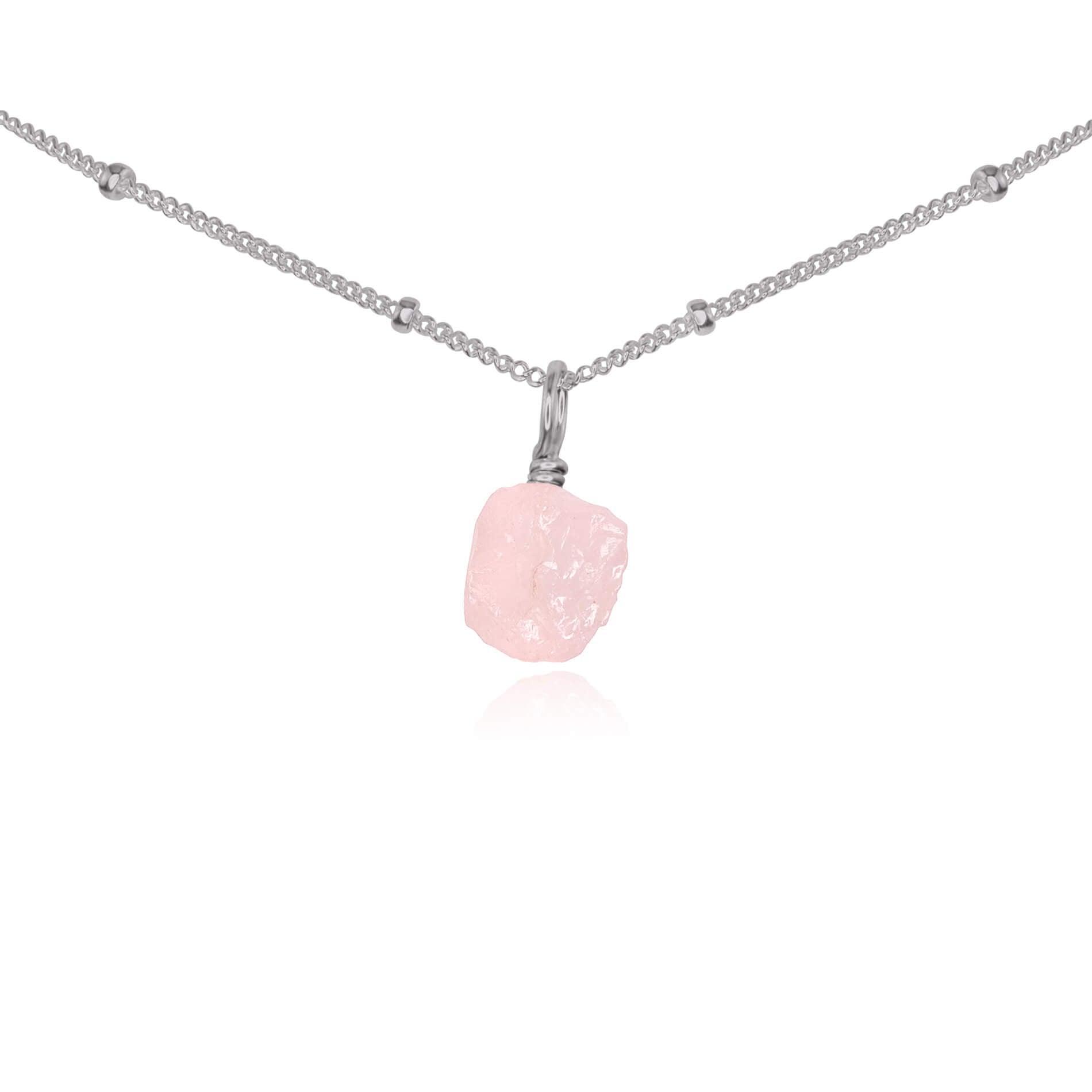 Natural Rose Quartz Pendant Necklace for Women - Tiny Rough Gemstone Choker for Healing, Love & Positive Energy | Perfect for Meditation, Yoga & Spiritual Gifts