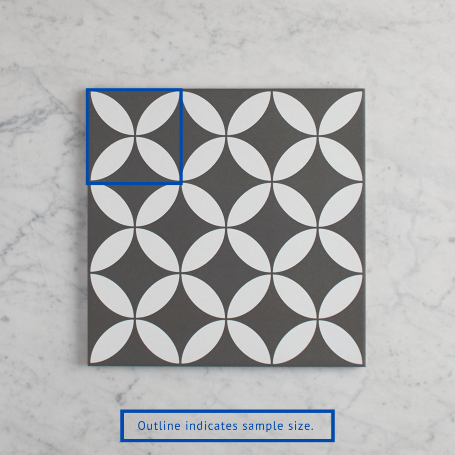 Avoca Black Encaustic Look Tile Sample - Premium Ceramic Floor & Wall Tile for Kitchen, Bathroom & Living Room Decor
