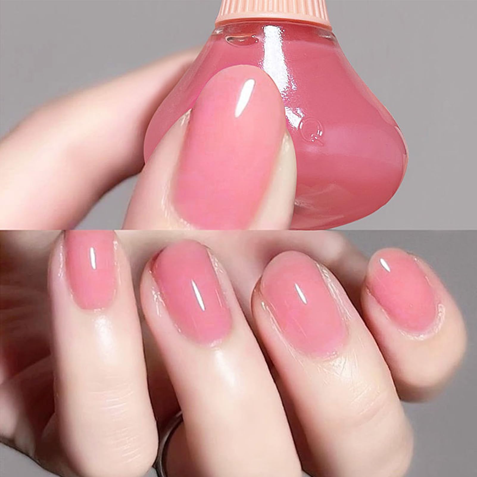 Clear Pink Nail Polish - Quick Dry & Long Lasting Sheer Jelly Polish, Translucent Tinted Nail Lacquer for Natural Look | Perfect for Everyday Wear, French Manicures & All Seasons