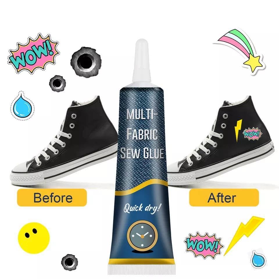 BITTZOOT Permanent Clear No Sew Strong Fabric Glue - Quick Dry 24 Hours, Waterproof Adhesive for Cotton, Flannel, Denim, Leather, Polyester - Ideal for DIY Crafts, Doll Repair & Clothing Fixes