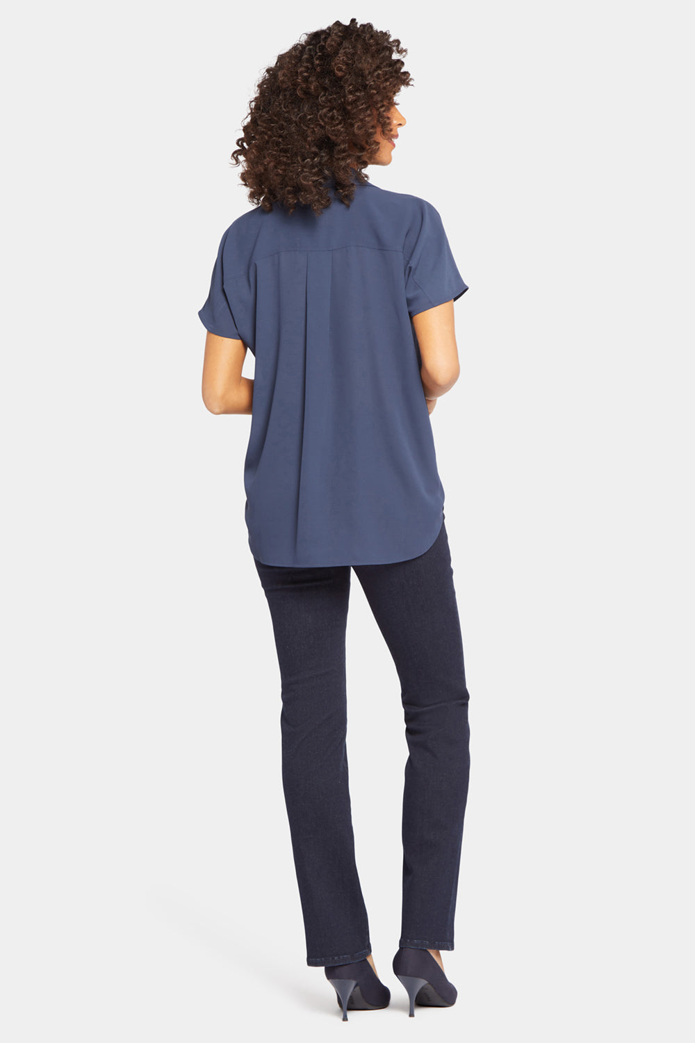 Becky Women's Short Sleeve Oxford Shirt - Classic Navy Blue Button Down Top for Work, Office & Casual Wear