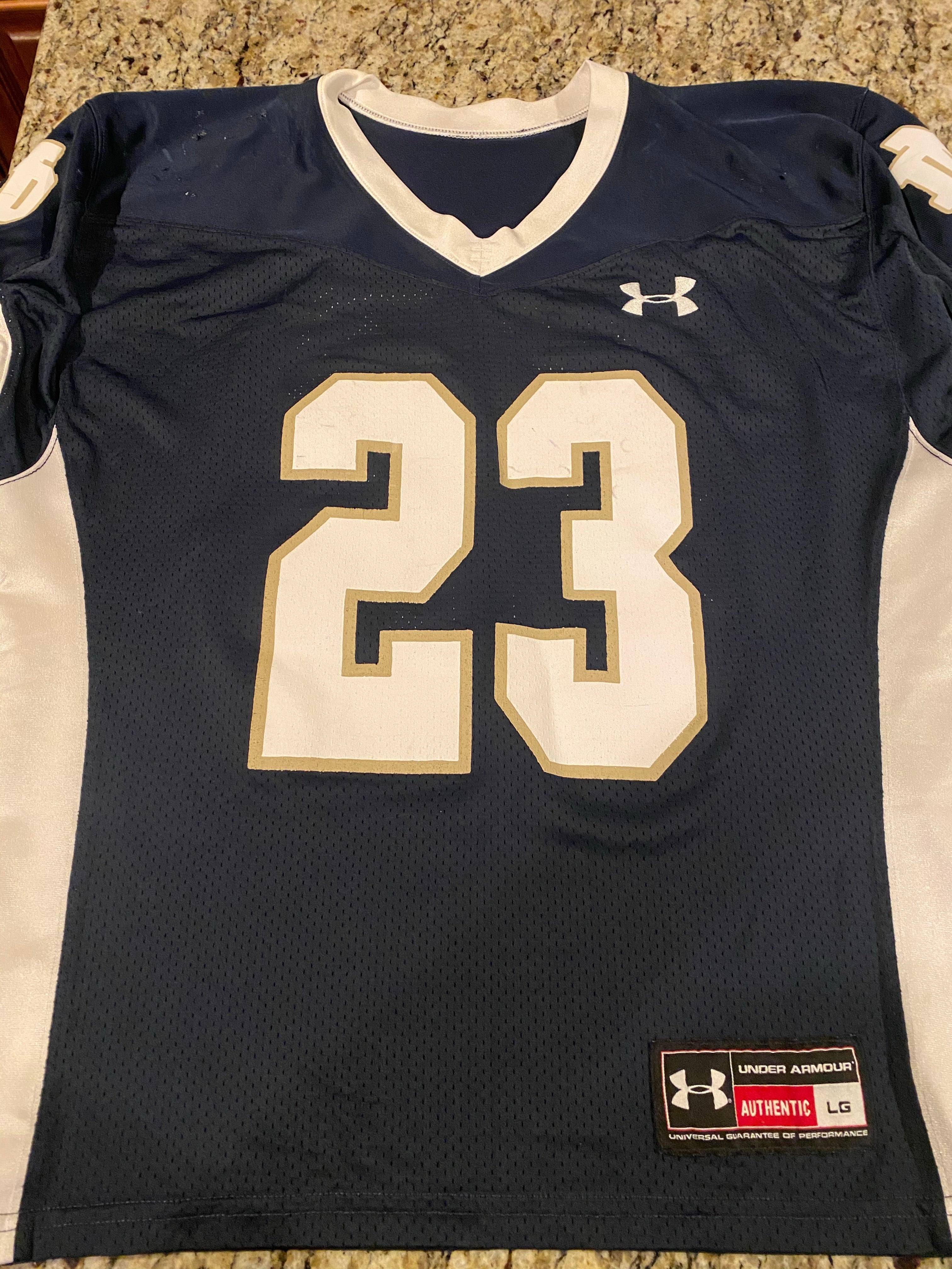Authentic Drue Tranquill Notre Dame Fighting Irish Game-Worn #23 Jersey by Under Armour - Perfect for Football Fans, Collectors & Game Day Outfits