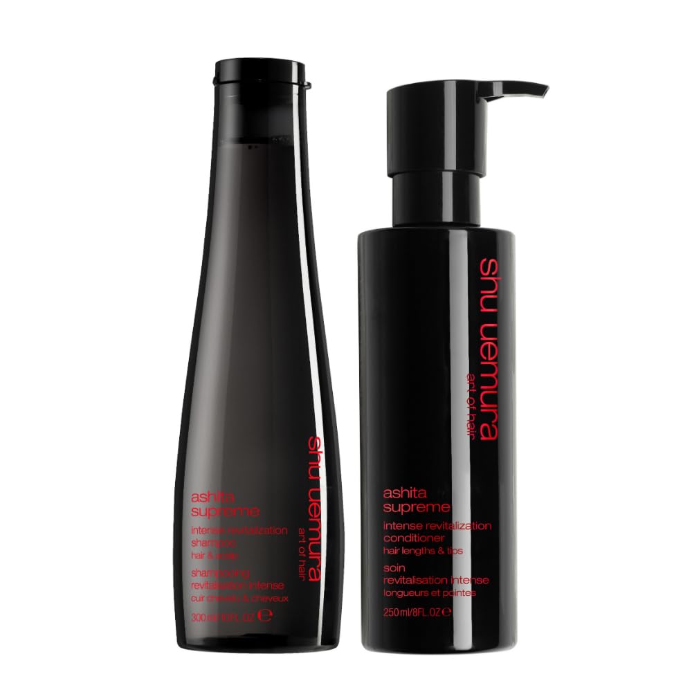 Shu Uemura Ashita Supreme Strengthening Shampoo & Conditioner Set for Damaged Hair - Repair Breakage, Boost Shine & Gently Cleanse | Best for Color-Treated, Chemically Processed & Dry Hair | Salon-Quality Hair Care at Home