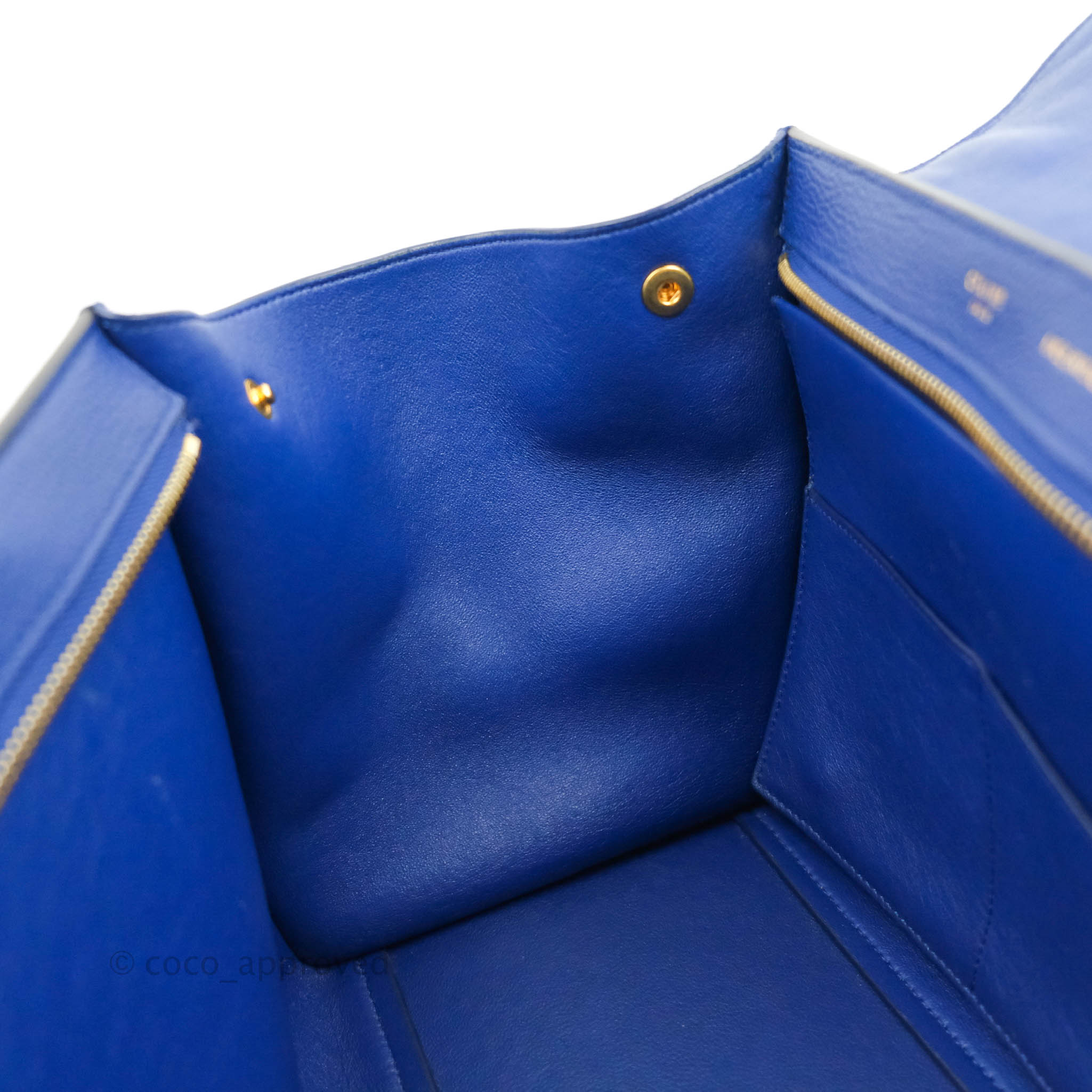 Celine Sleek Small Tri-Color Trapeze Bag in Blue Calfskin Leather - Perfect for Work, Travel & Everyday Use