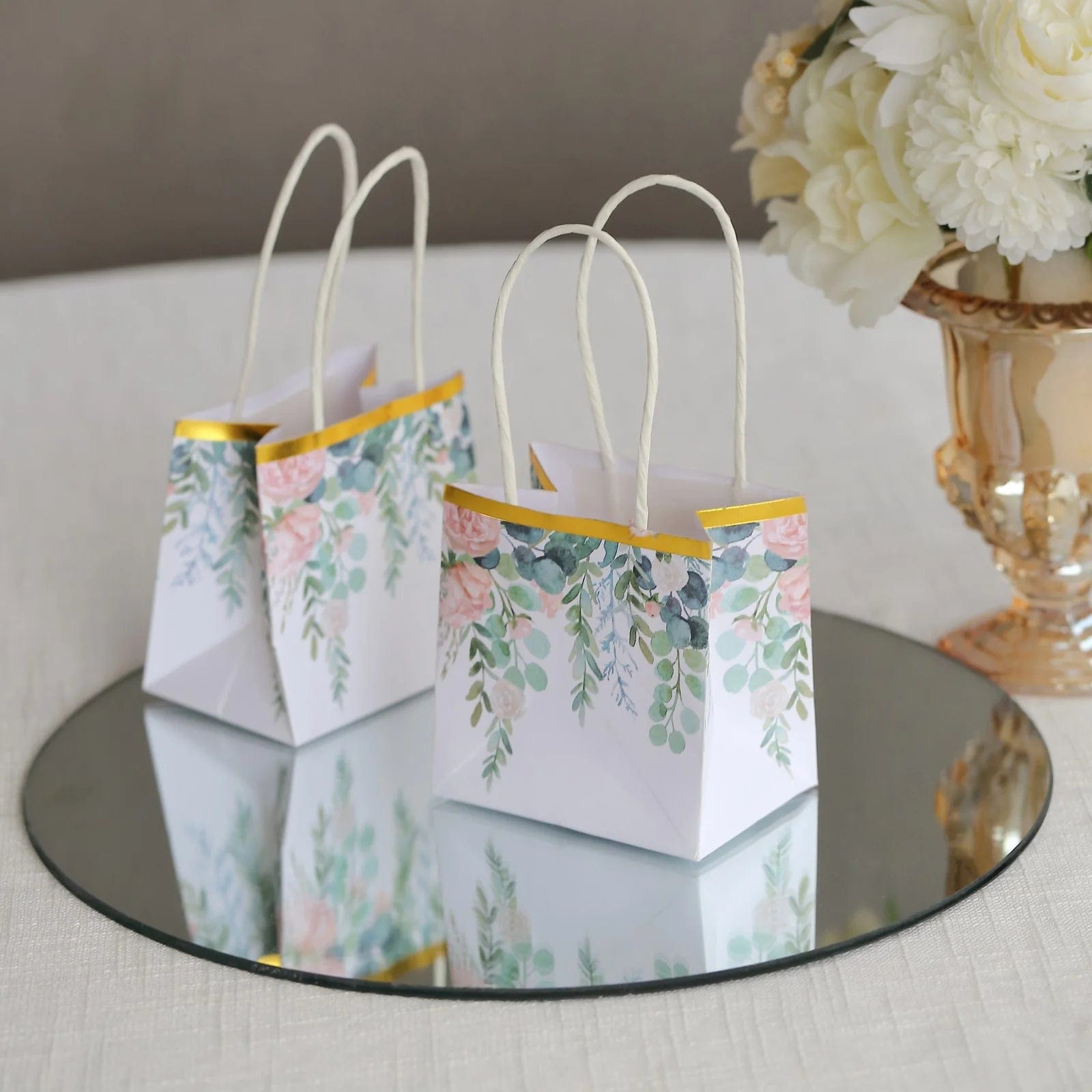 12 Pack Floral Print Gift Bags with Handles - Elegant Party Favor Bags for Weddings, Baby Showers & Birthday Celebrations