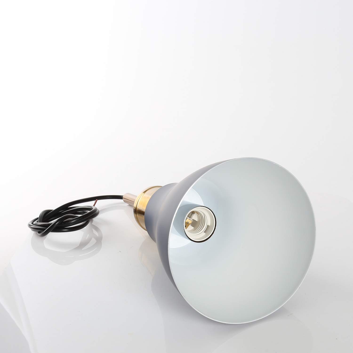 Modern Brass Copper Painted Ceiling Pendant Light with Metal Lampshade - Blue LED Lighting Fixture for Dining Room, Kitchen, Coffee Bar, Living Room & Study | Energy Efficient Home Decor Lighting Solution