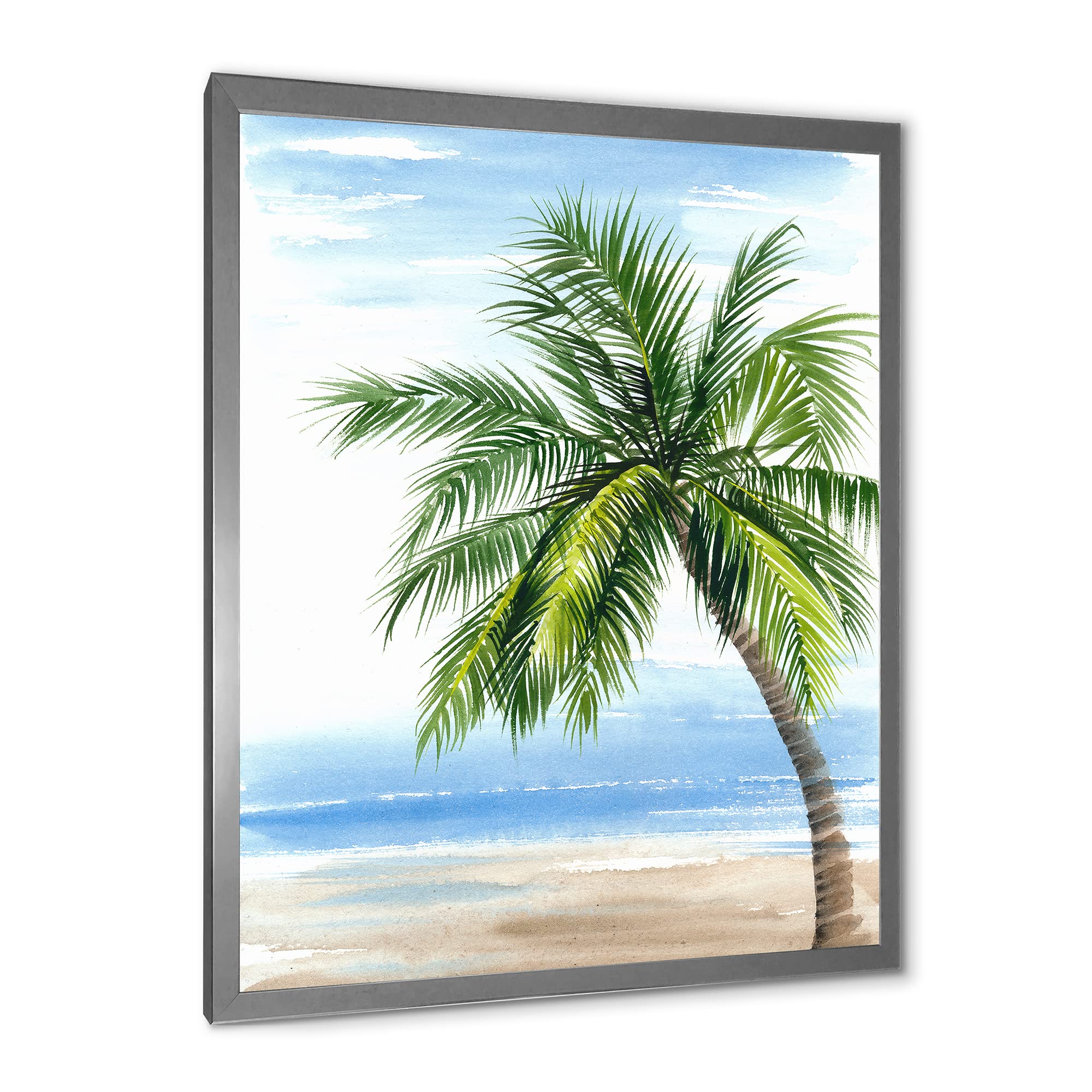 DesignQ Coastal Framed Wall Art - Beach Resort Palm Tree Nautical Decor for Living Room, Bedroom & Office
