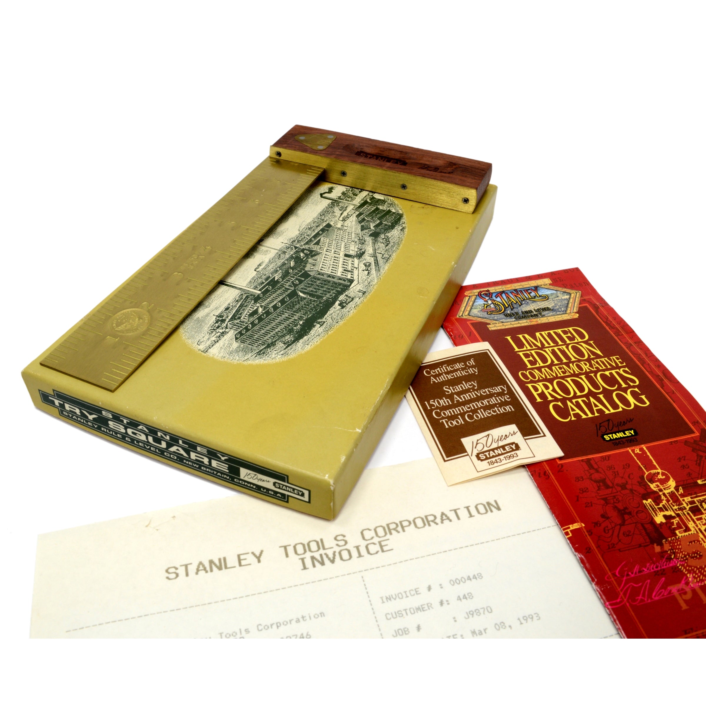 STANLEY EAGLE TRY SQUARE #93-507 150th Anniversary Edition - Precision Measuring Tool for Woodworking & Metalworking - Includes Original Box & Documentation