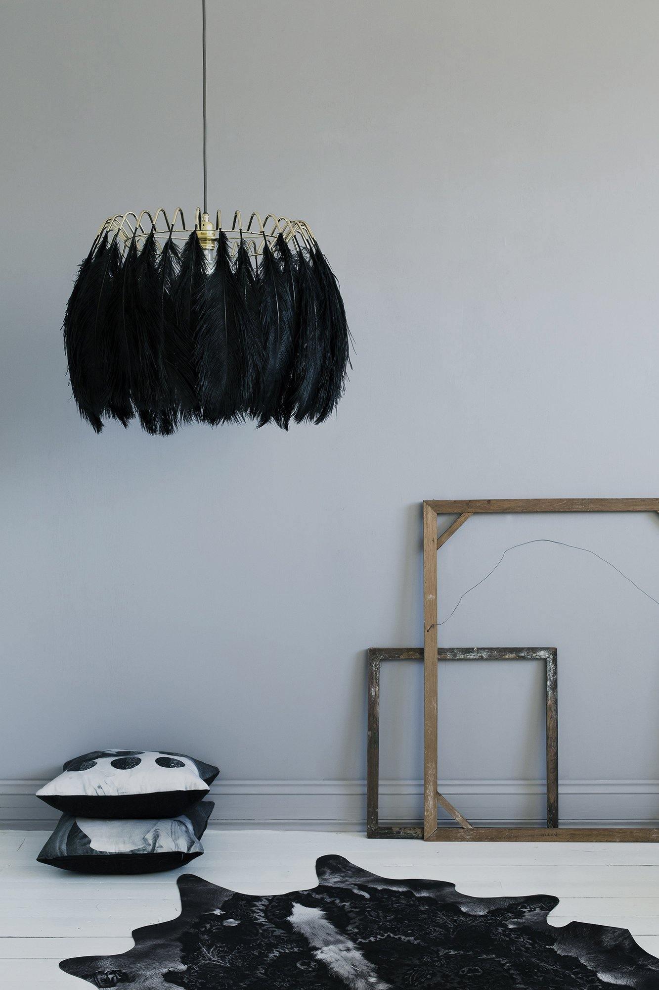 Feather Pendant Lamp - Handmade Bohemian Style Ceiling Light Fixture for Living Room, Bedroom, Dining Room & Kitchen Decor