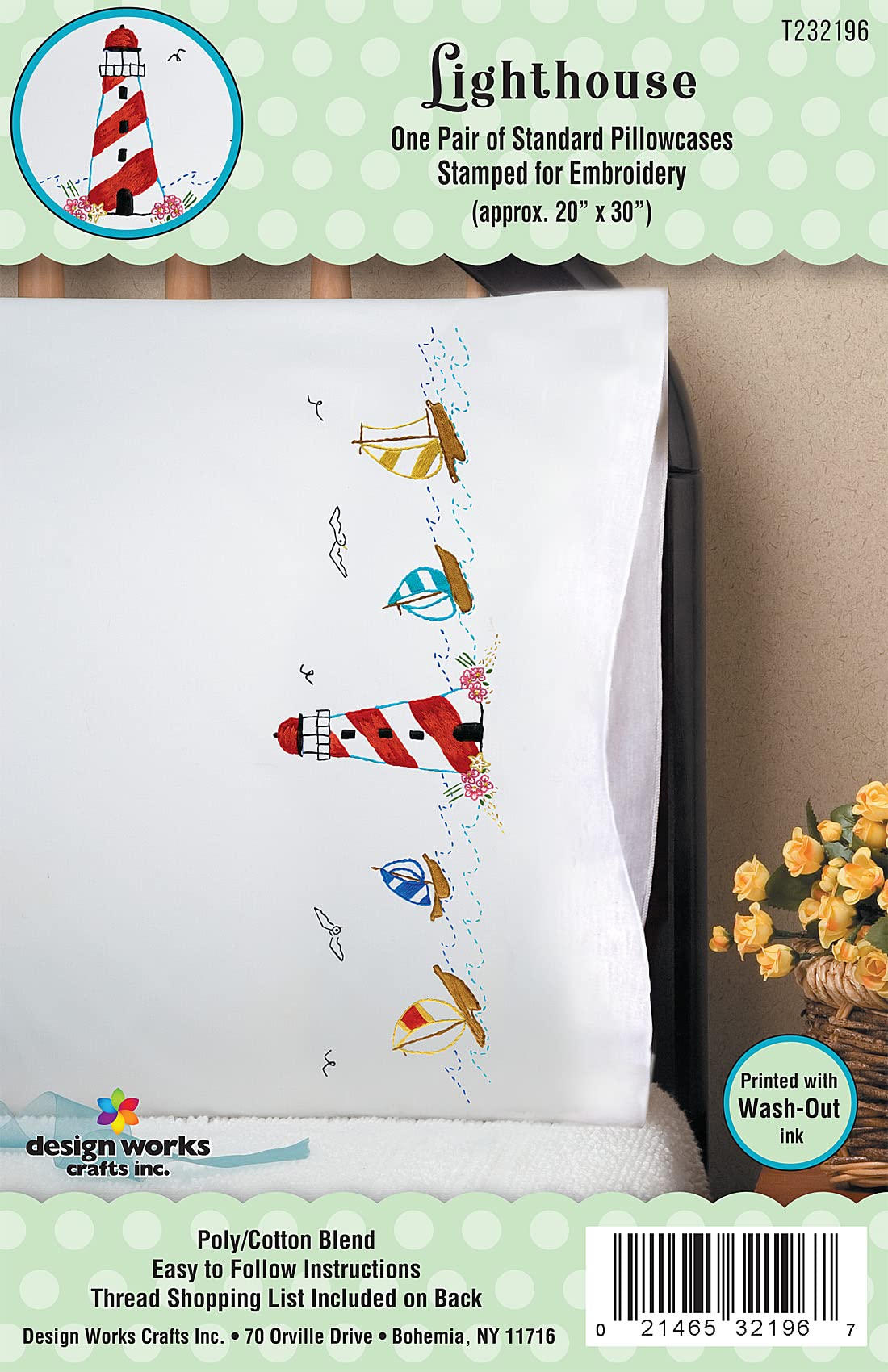Lighthouse Embroidery Stamped Pillowcases for DIY Crafting - Perfect for Home Decor, Gifts, and Coastal Themed Bedrooms