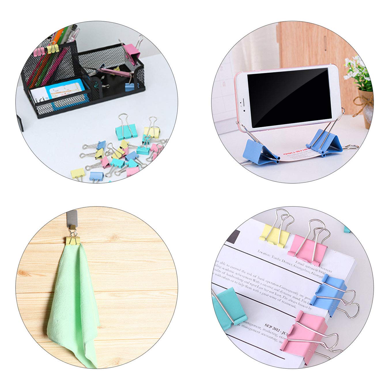 100 Pcs Binder Clips Assorted Sizes - Large, Medium, Small & Mini for Office, School & Home Organization | Perfect for Paper, Documents & Bulletin Boards