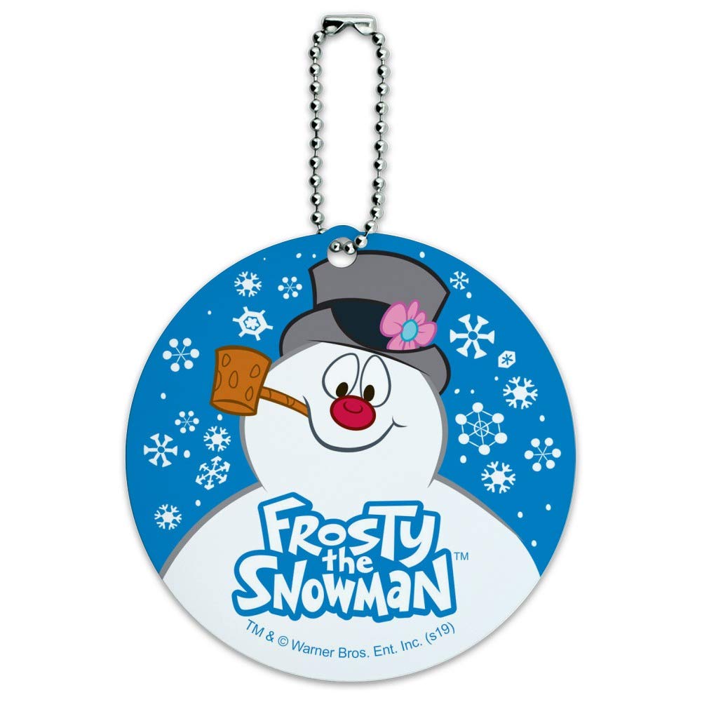 Frosty The Snowman Snowing Round Luggage ID Tag - Personalized Suitcase & Carry-On Baggage Identifier for Travel Accessories | Perfect for Winter Vacations & Holiday Trips