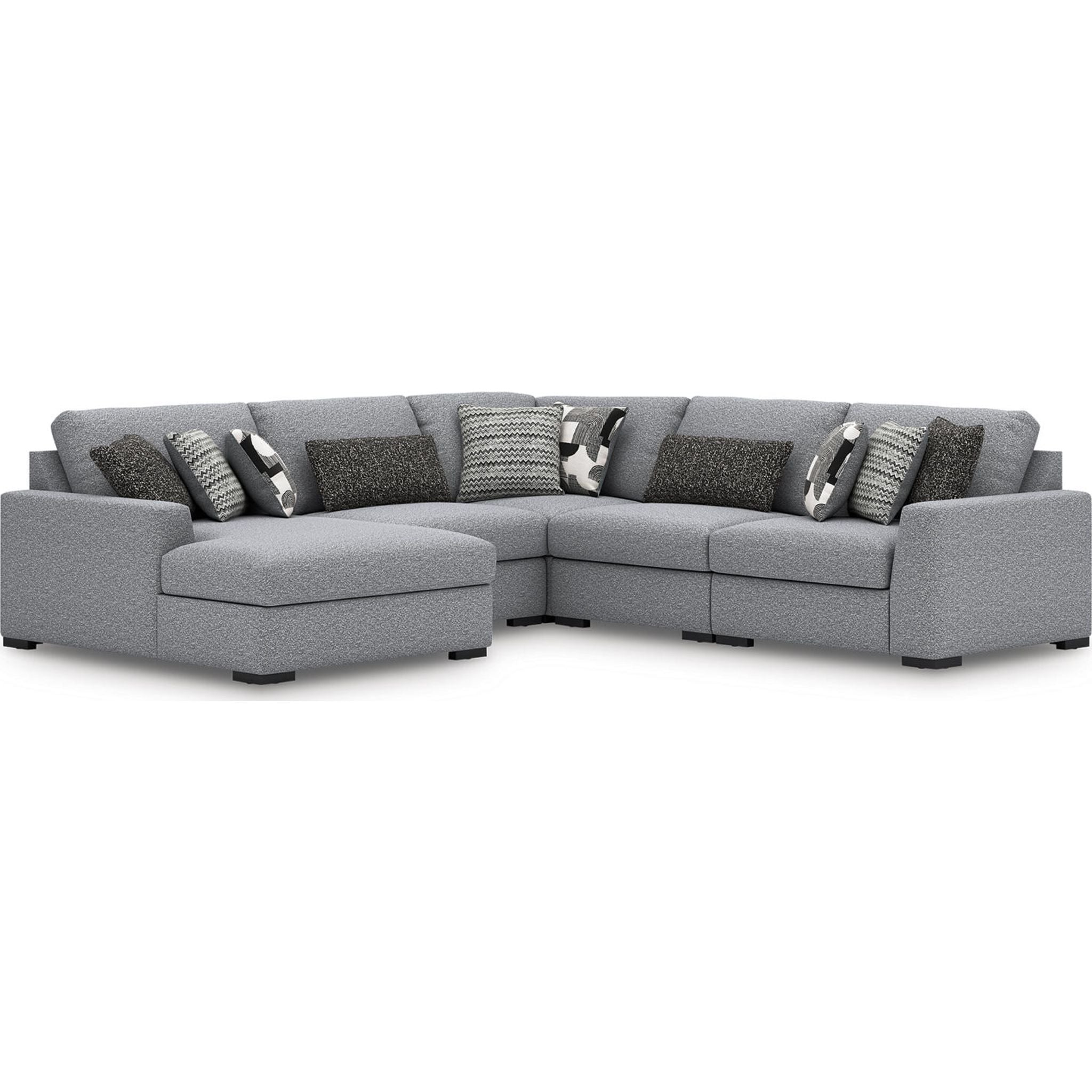 Bealton 5-Piece Sectional Sofa with Chaise Lounge - Modern L-Shaped Couch in Salt & Pepper Fabric - Perfect for Living Room, Family Room & Home Theater Seating