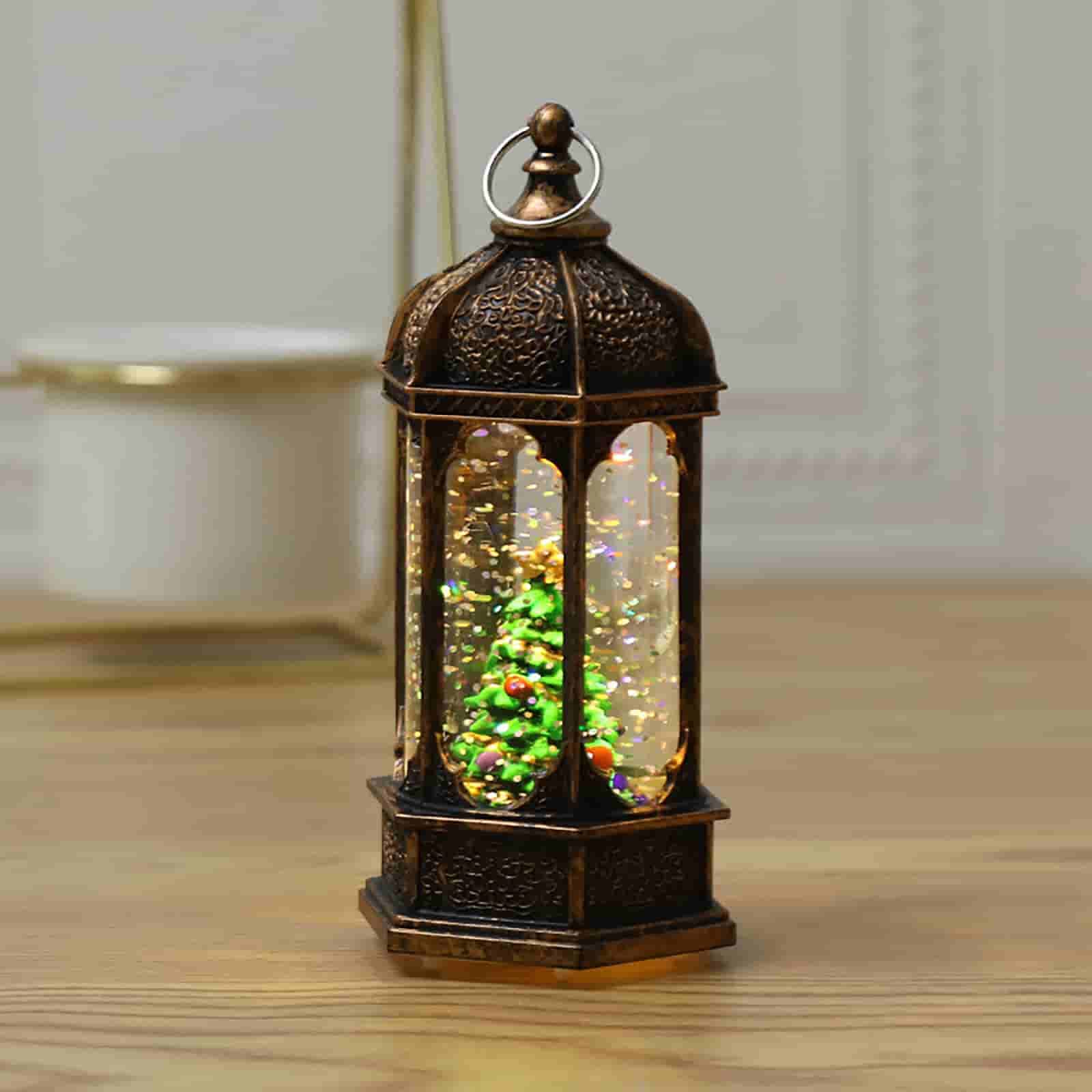 Christmas LED Water Santa Claus Train Lantern with Swirling Glitter - Portable Holiday Night Light for Home Decor, Gifts, Tree & Snowman Display - Perfect for Christmas Parties, Bedroom Ambiance & Winter Decorations
