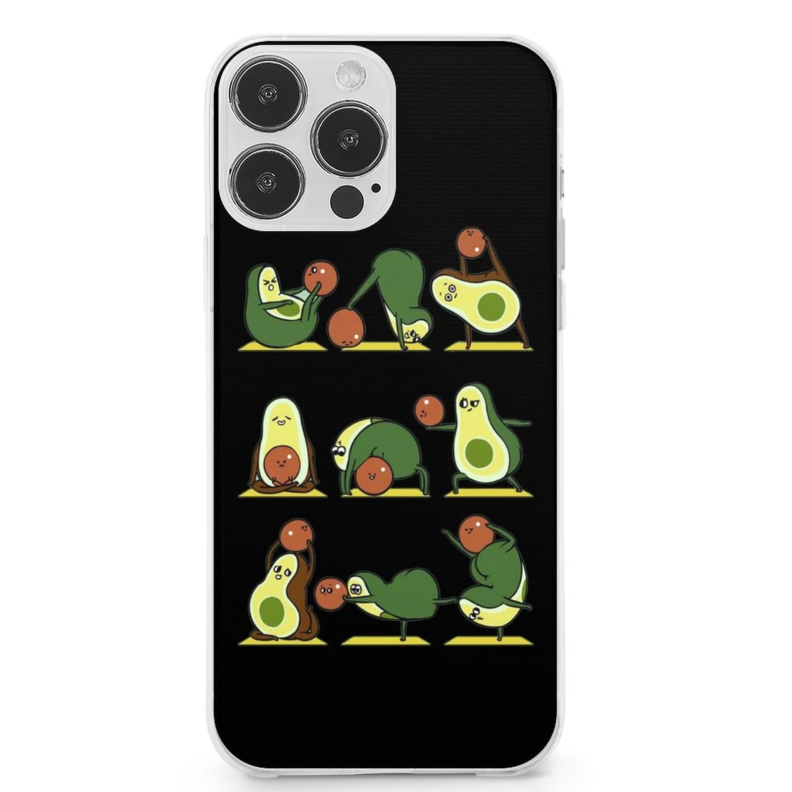 Cute Avocado Yoga Fruit iPhone 13 Case - Shockproof TPU Protective Cover for iPhone 13 Pro Max/Pro/Mini | Trendy Phone Accessory for Gym, Work & Daily Use