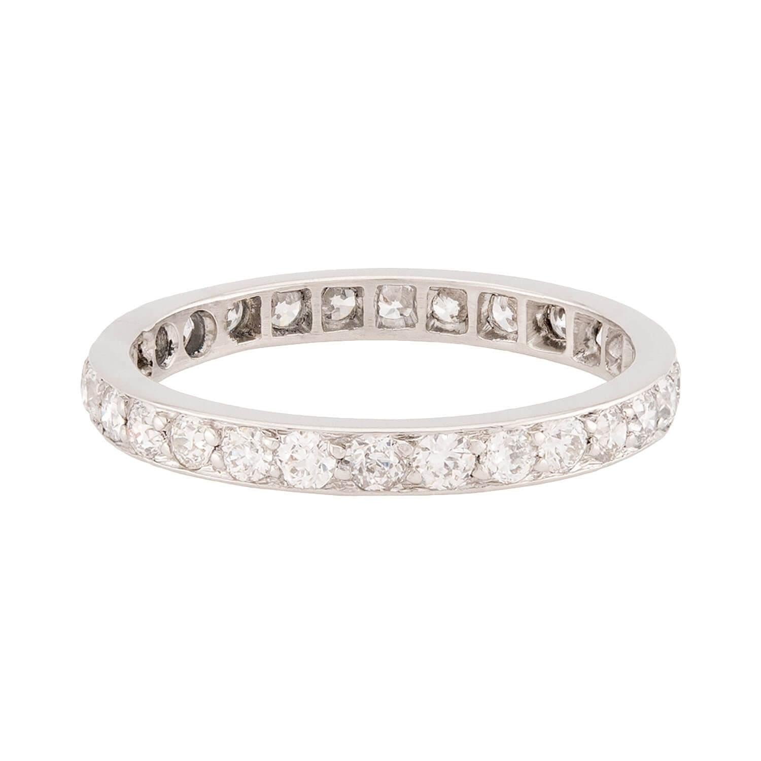 Edwardian Platinum Diamond Eternity Band - Vintage Wedding Ring for Women, Antique Engagement Ring, Anniversary Gift - Perfect for Bridal Jewelry & Special Occasions