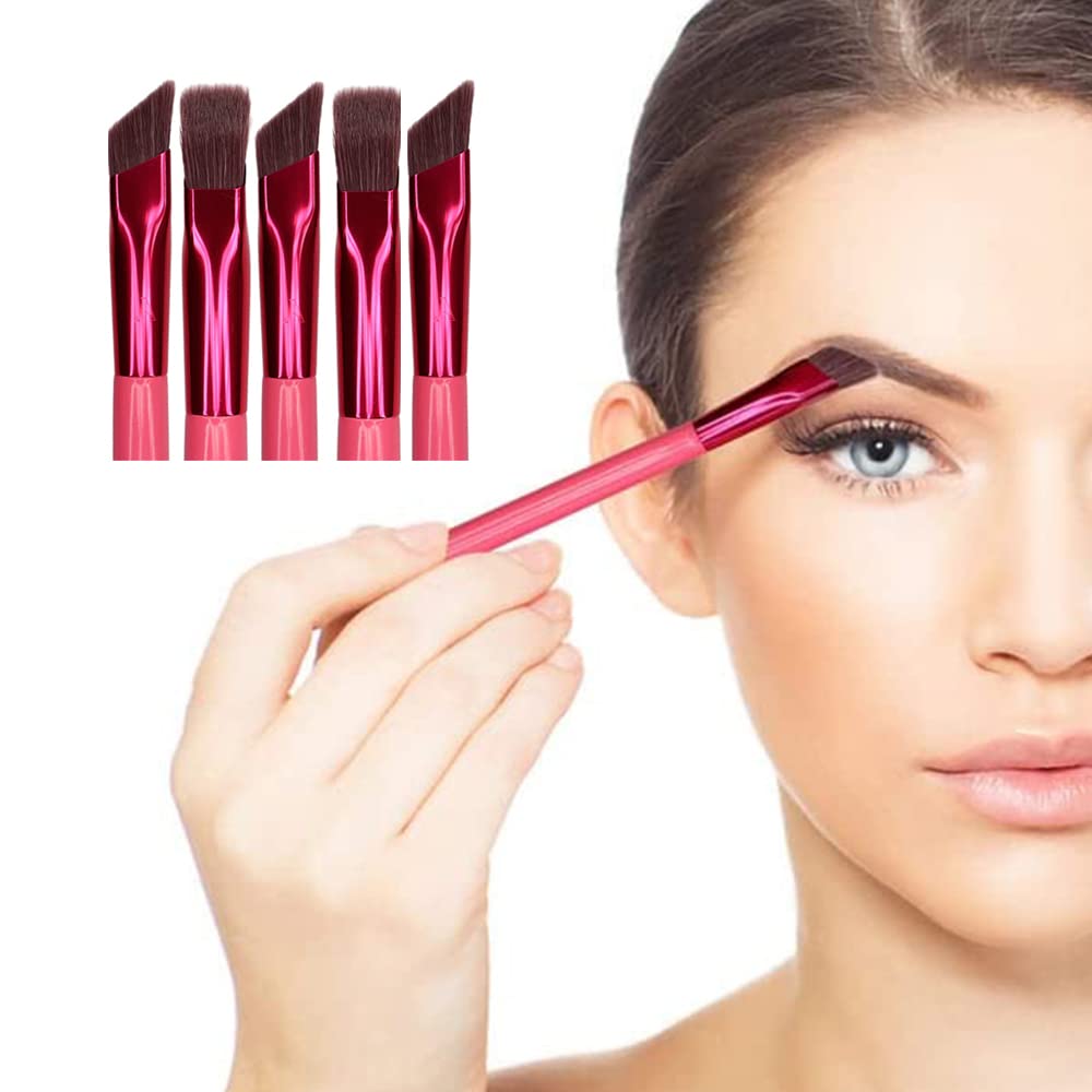 5-Piece Multi-Function Eyebrow Brush Set - Square & Rhombus Angled Eyebrow Brushes for Precise Shaping, Concealer & Contouring | Perfect for Women & Girls | Ideal for Daily Makeup, Salon Use & Travel