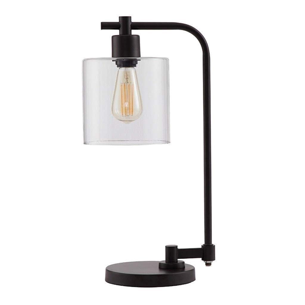Vintage Industrial Desk Lamp with Warm Glass Shade - Adjustable Retro Study Light for Bedroom, Living Room & Office (K Brown) | Perfect for Reading, Working & Nightstand Decor