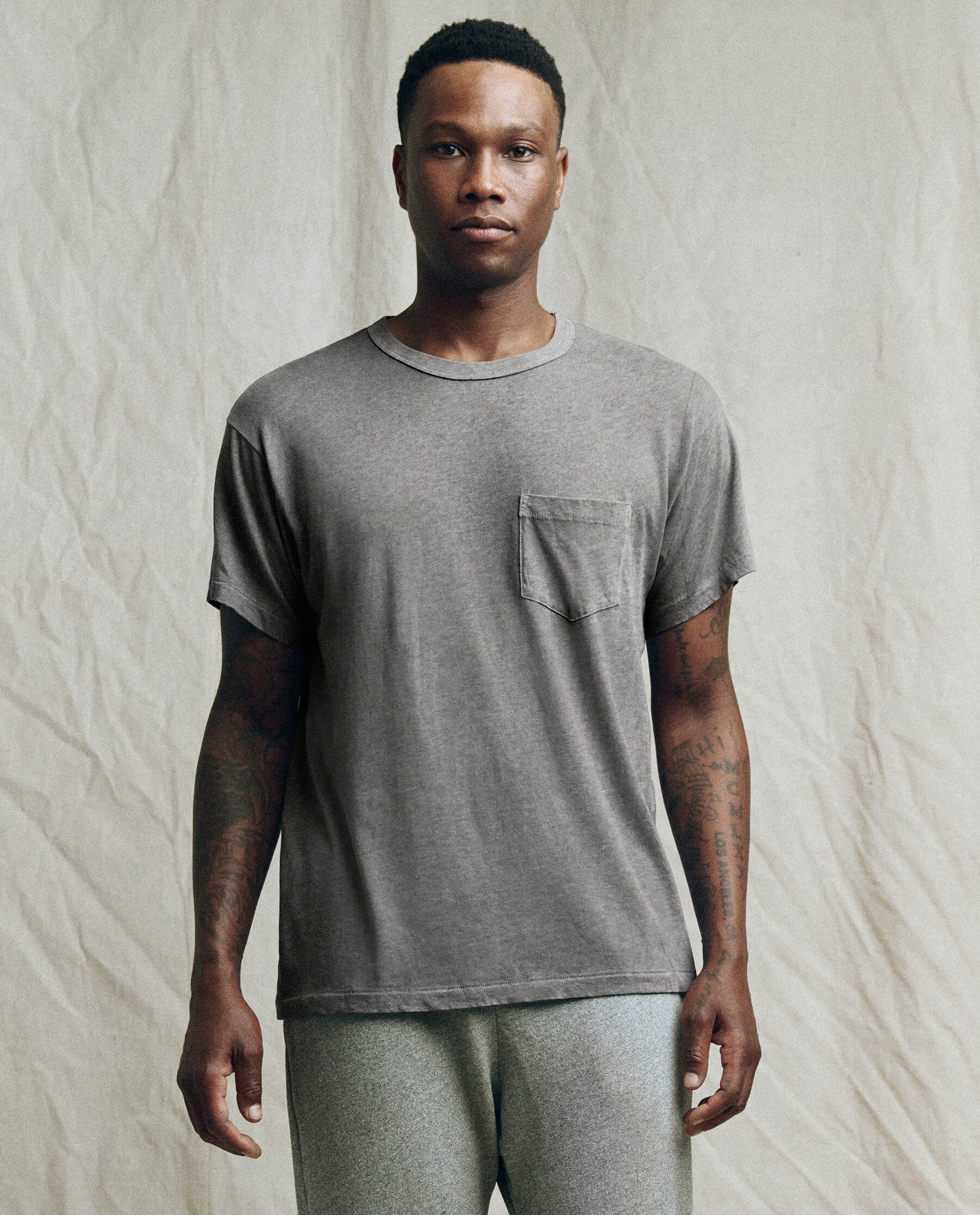 Men's Heather Grey Pocket T-Shirt - Comfortable Casual Wear for Everyday Outfits & Lounge