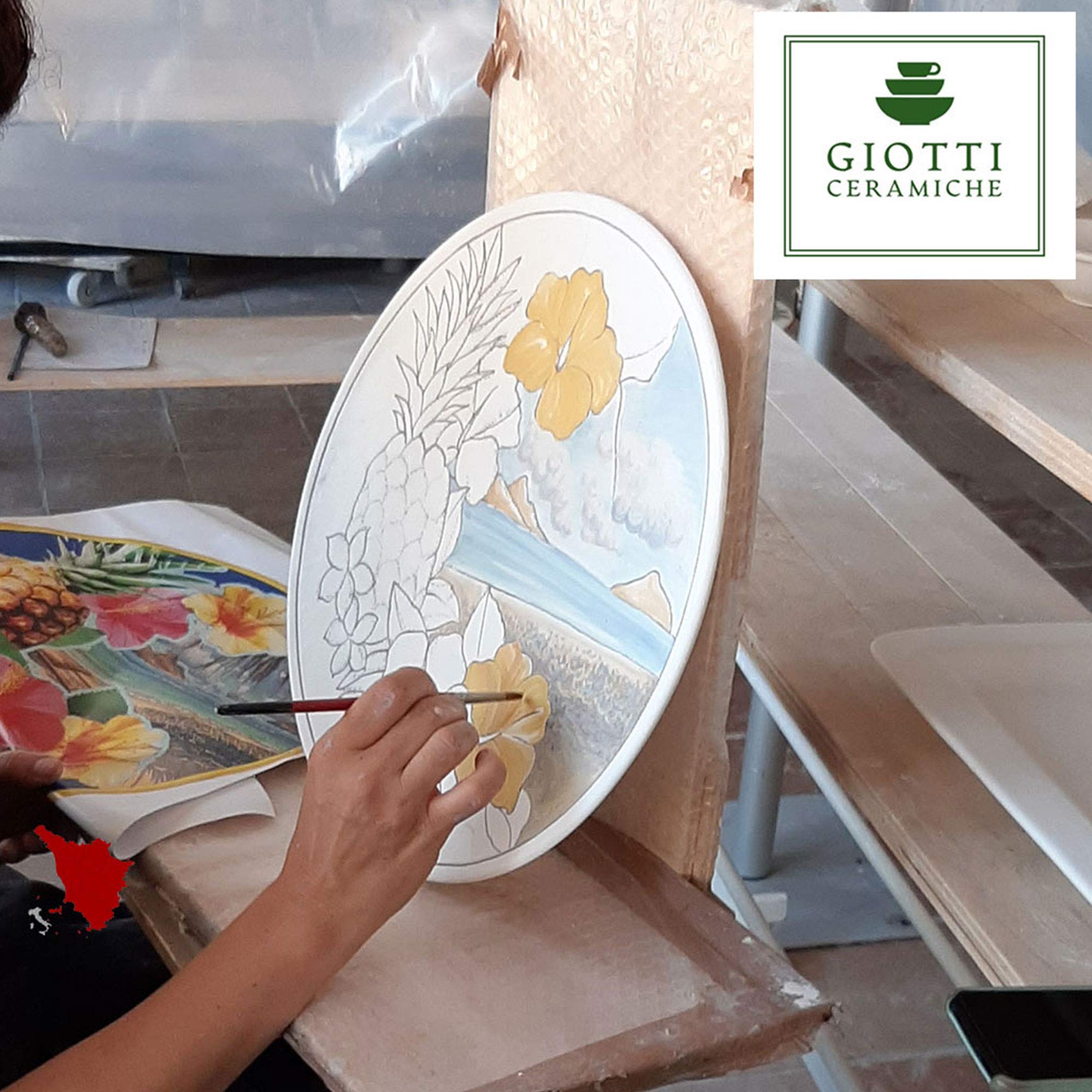 Italian Ceramic Serving Tray - Hand-Painted Tuscan Kitchenware for Meats & Salads - Made in Italy
