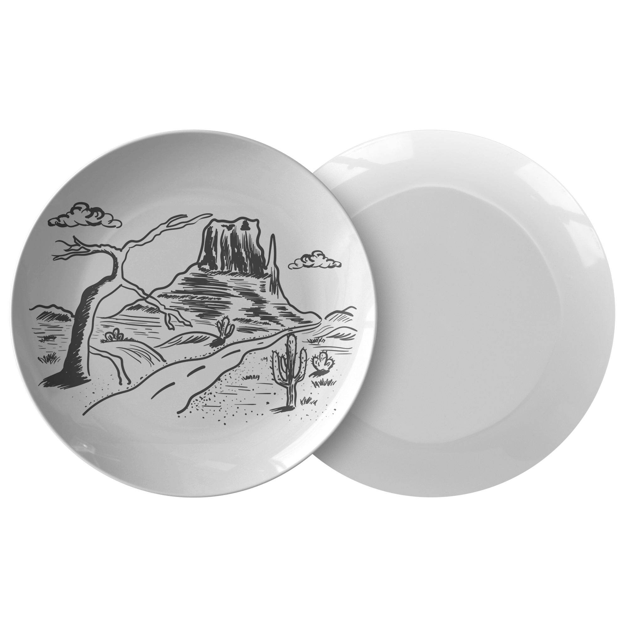 Scenic Desert Plastic Dinner Plates - 12 Pack Durable Melamine Plates for Outdoor Picnics, BBQs, and Camping