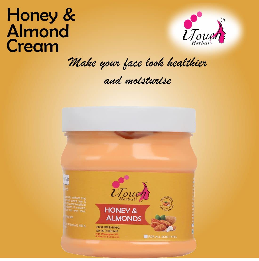I TOUCH HERBAL Honey & Almond Cold Cream (500ml) - Non-Greasy Moisturizer for Face, Body & Hands | Deep Hydration for Dry Skin, Night Cream & Daily Skincare Routine