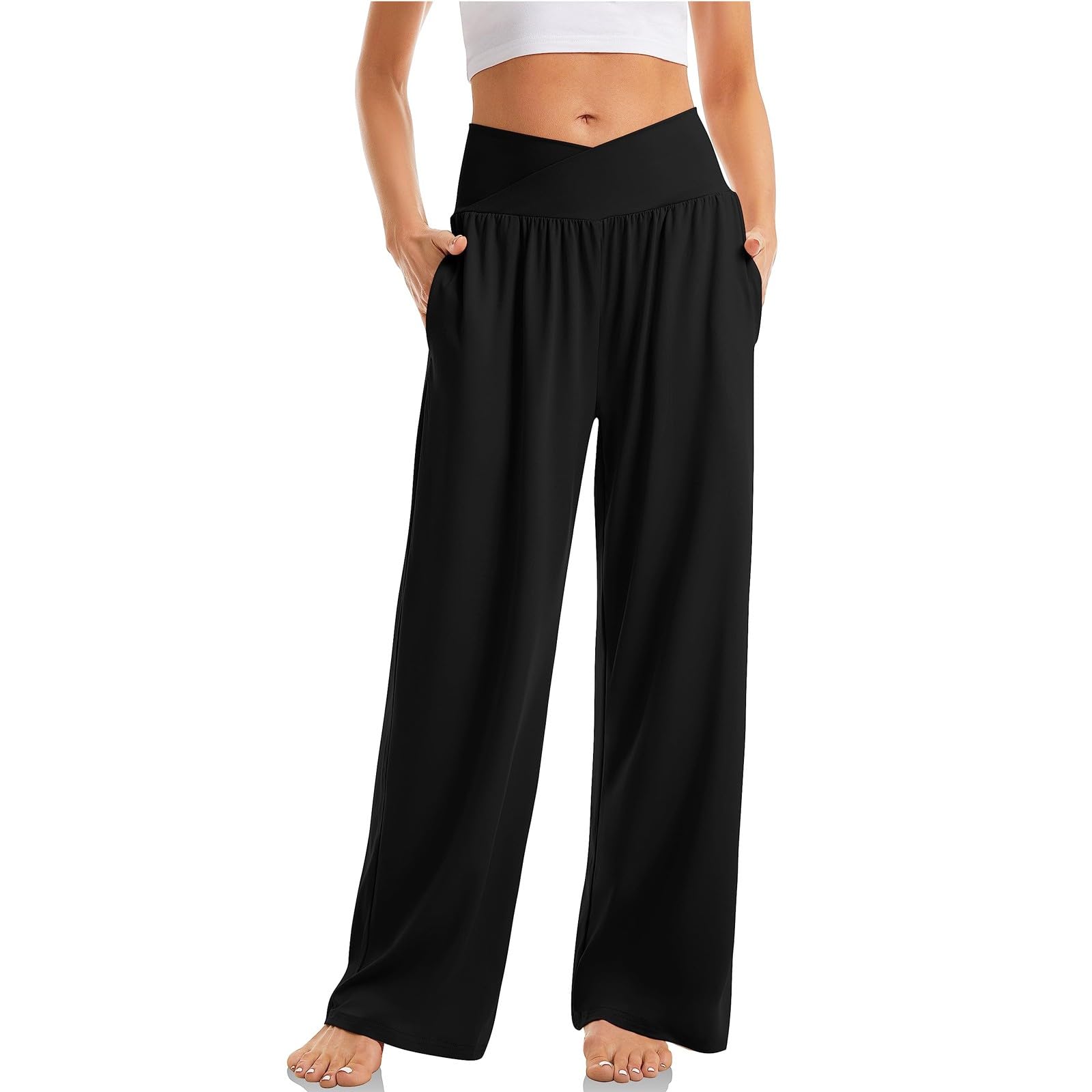 **YUTANRAL Women's High Waisted Wide Leg Pants – Business Casual Work Trousers with Pockets – Flowy Dress Pants for Office & Travel**
