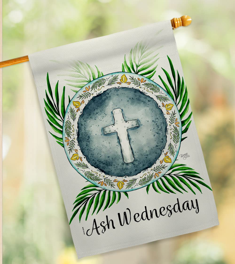 Holy Ash Wednesday House Flag 2-Pack - Religious Christian Easter Decor with Dove Symbol for Faith, Hope & Peace - Double-Sided Garden & Yard Banner - Made in USA - Perfect for Church, Home & Outdoor Decorations