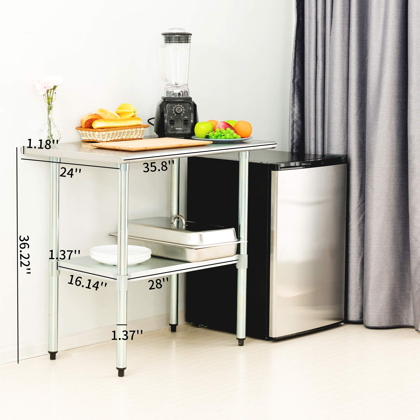 BELANITAS 48x24 Inch NSF Certified Stainless Steel Table with Adjustable Undershelf | 18 Gauge Commercial Prep Table for Kitchen, Restaurant, Garage, Workshop & Laundry | Heavy Duty Work Surface for Food Prep, DIY Projects & Home Organization