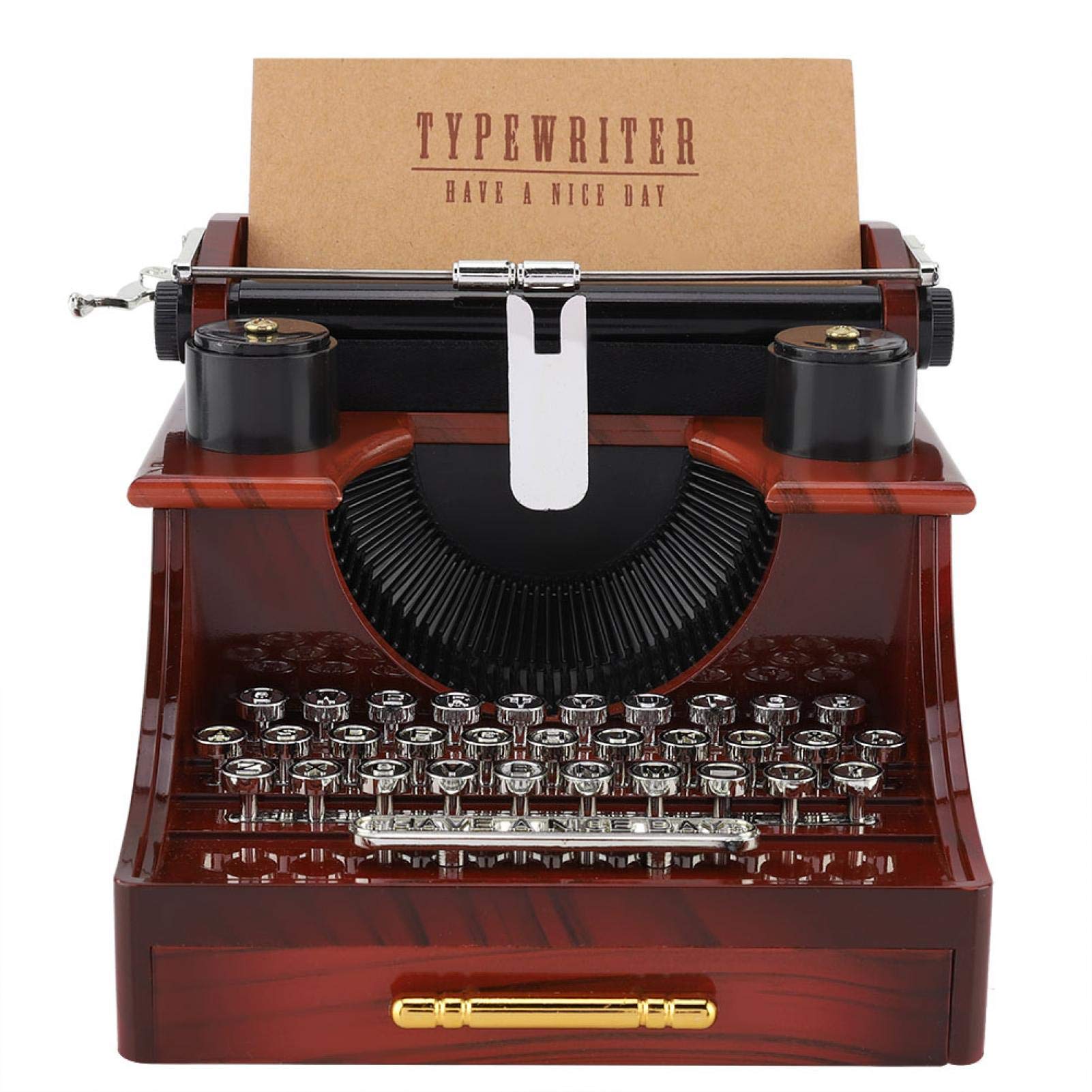 Haofy Vintage Wooden Musical Box - Mini Retro Typewriter Clockwork Music Box, Mechanical Hand-Cranked Gift for Birthday, Christmas, Home & Office Desk Decoration | Perfect for Romantic Gifts, Wedding Favors & Collectors