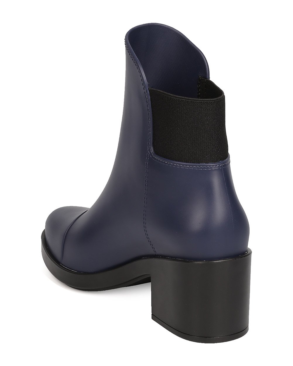 Women's Waterproof Almond Toe Pull-On Booties with Chunky Heel - Stretch PVC Rubberized Design for Comfort & Style | Perfect for Rainy Days, Casual Outfits & Winter Fashion