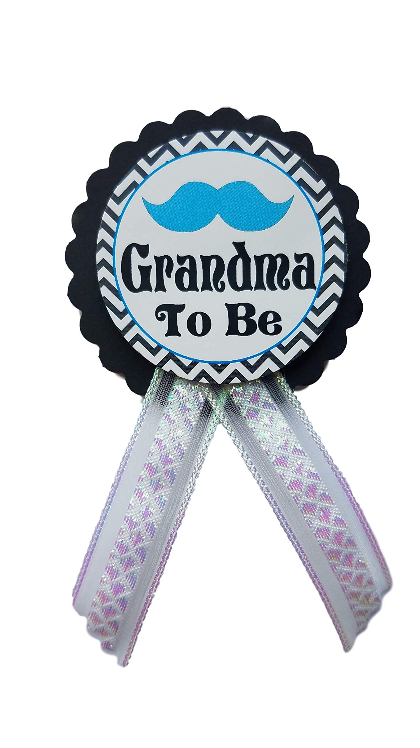 Grandma to Be Pin - Mustache Baby Shower Gift for Little Man in Blue & Black - Perfect for It's a Boy Announcements, Baby Sprinkle Parties & Gender Reveal Celebrations - Ideal for Grandmothers, Baby Showers and Gender Reveal Events